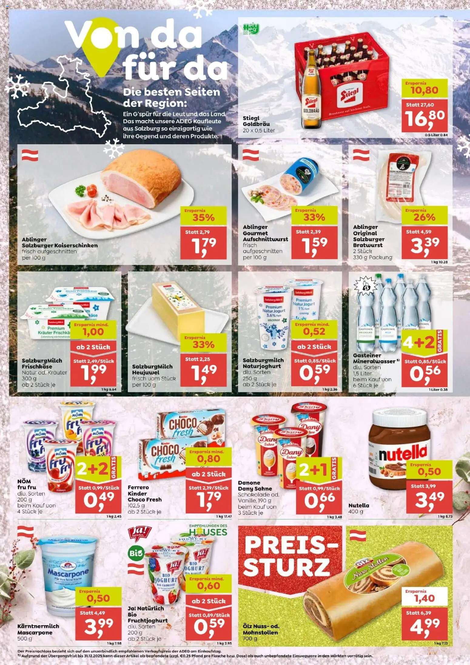 ADEG Bergheim gültig ab 18.12.2025 | Seite: 6 | Produkte: Sahne, Käse, Joghurt, Schokolade