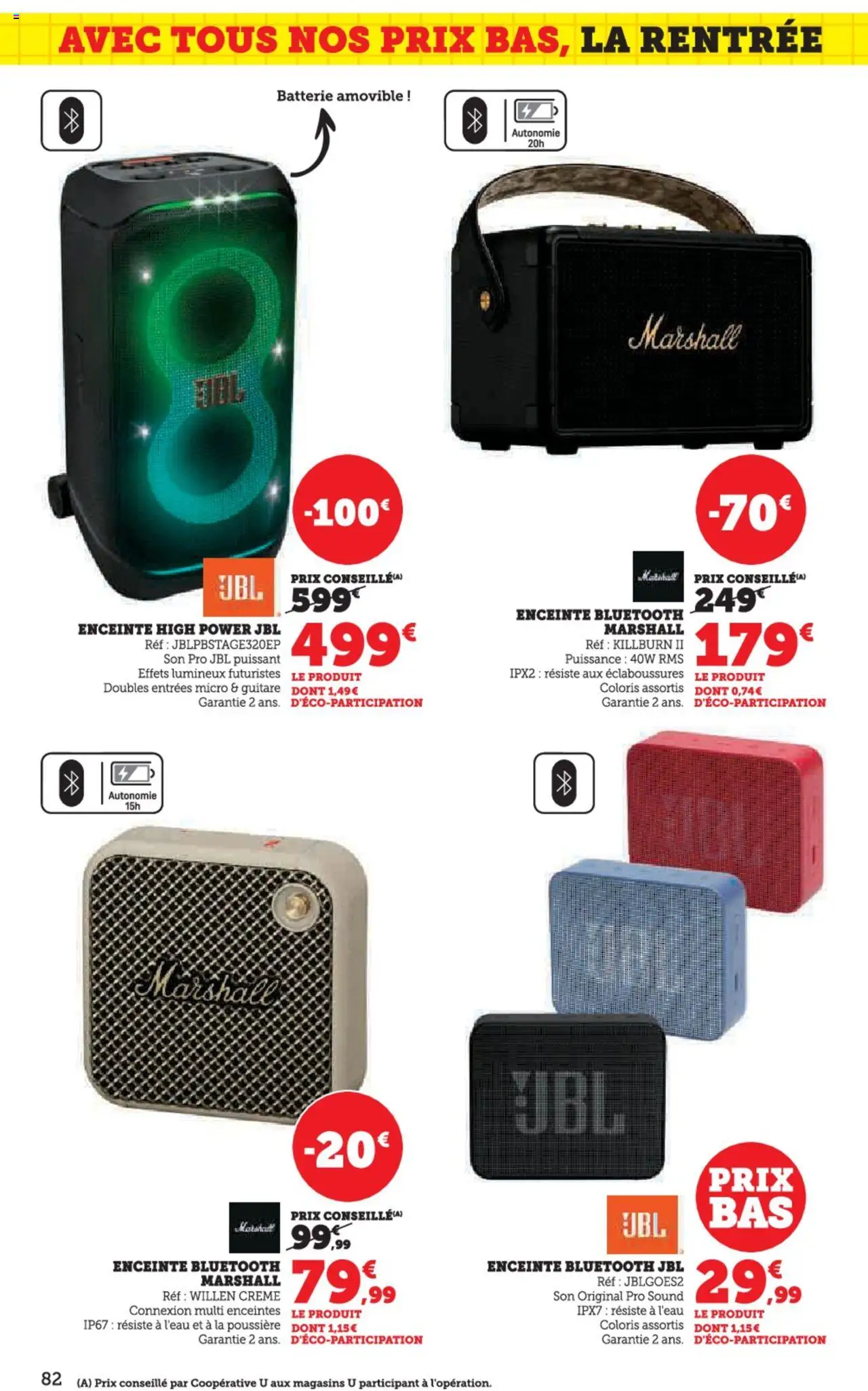  | Page: 82 | Produits: Enceinte, Enceinte bluetooth, Batterie, Crème