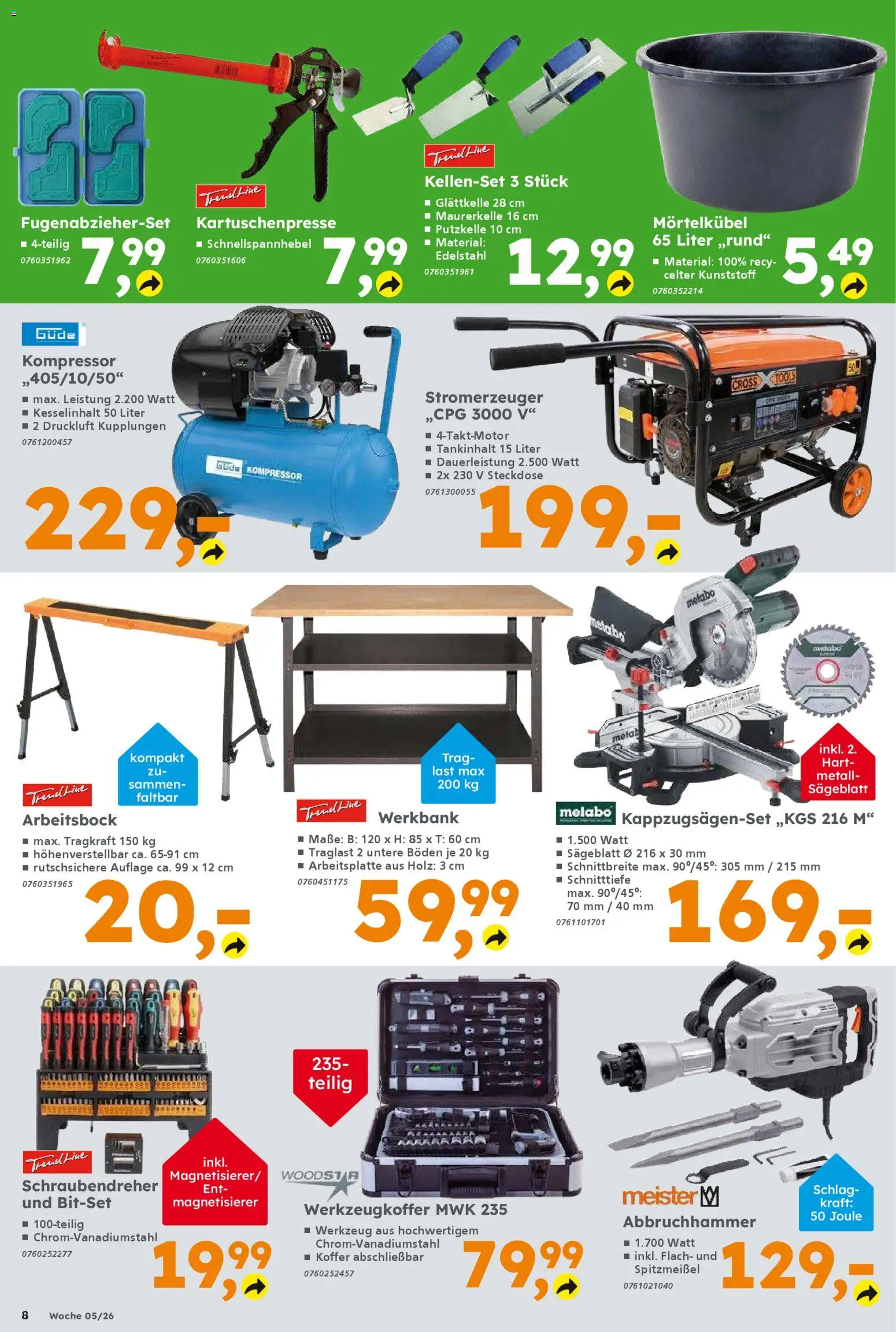 Globus Baumarkt Prospekt 	 – gültig ab 26.01.2026 | Seite: 8 | Produkte: Steckdose, Koffer
