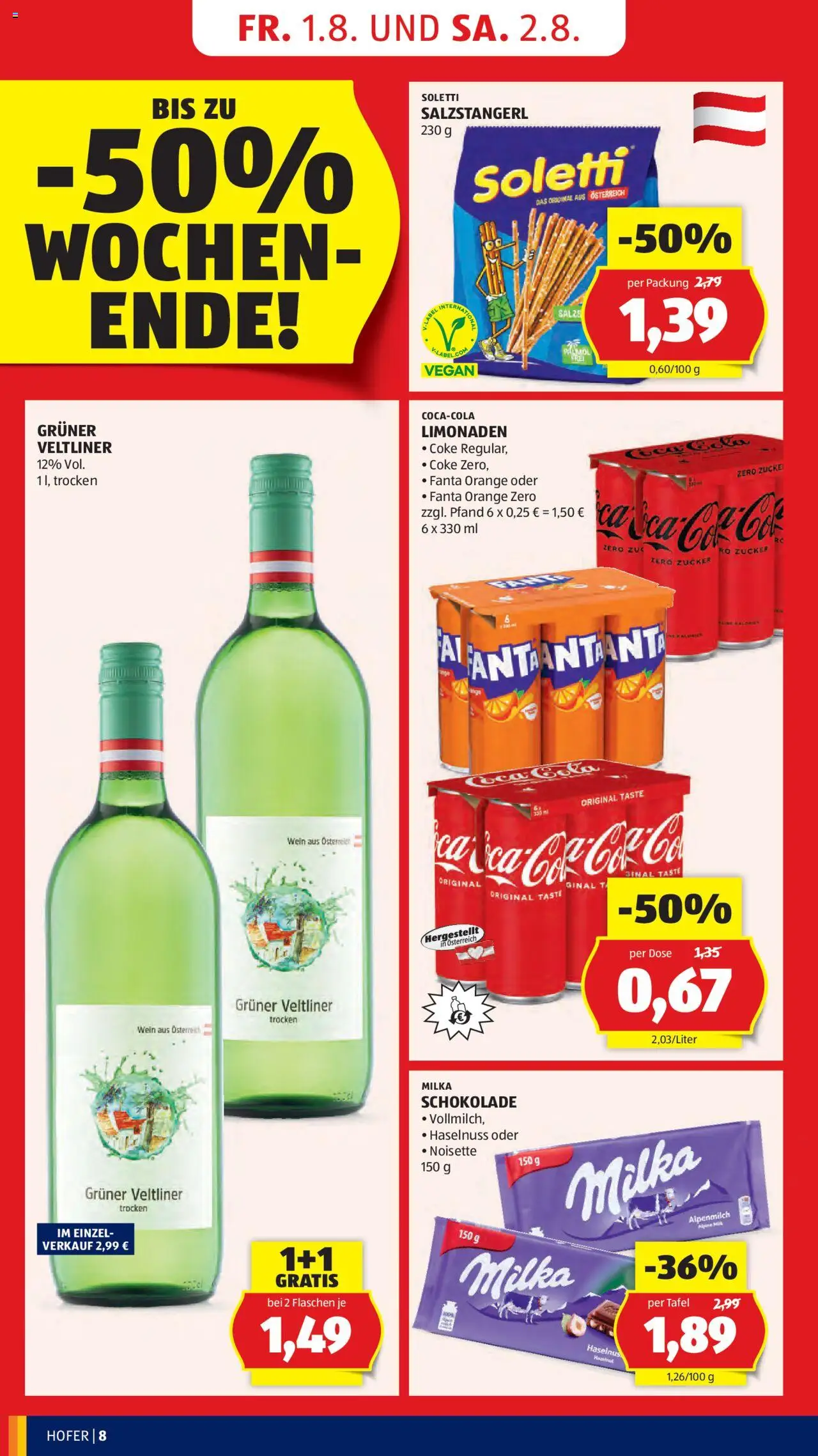 Hofer AT akciós ujság - amely érvényes a következő dátumtól: 01.08.2025 | Oldal: 10 | Termékek: Fanta, Vegán