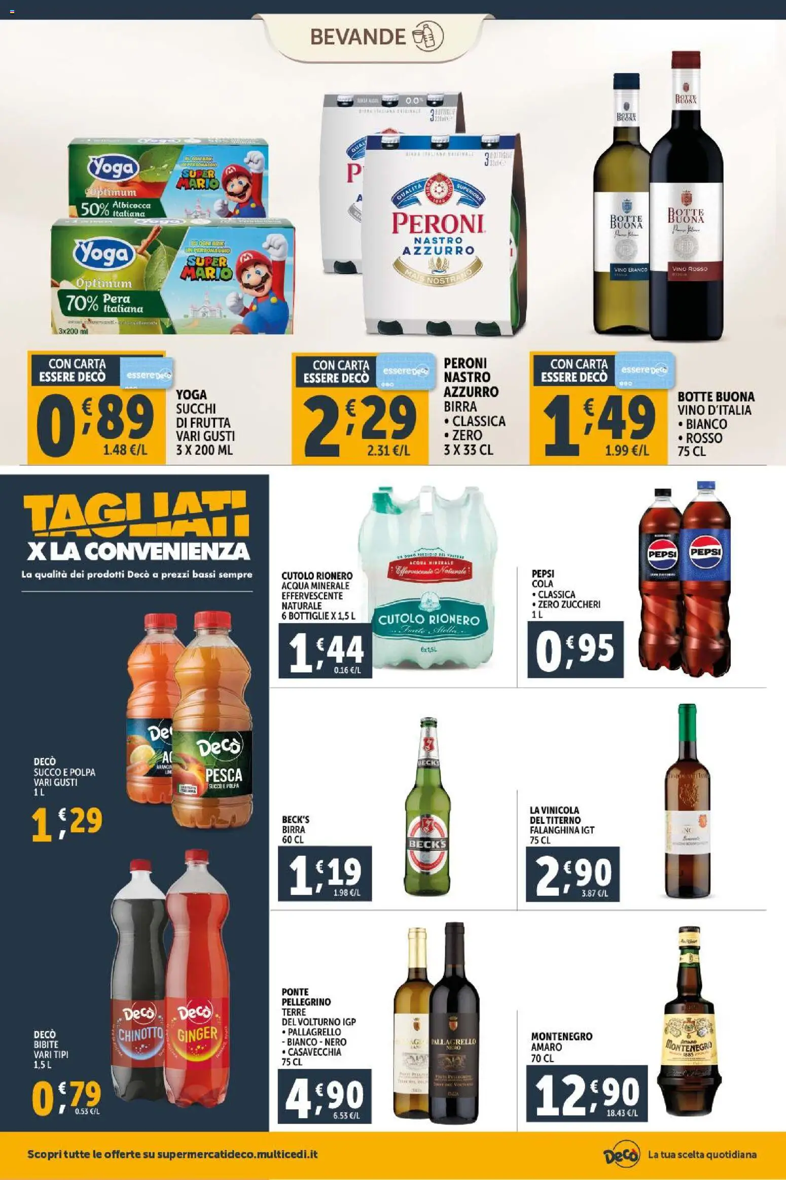 Volantino Decò del 20.01.2026 | Pagina: 12 | Prodotti: Succo, Birra, Acqua minerale, Vino rosso