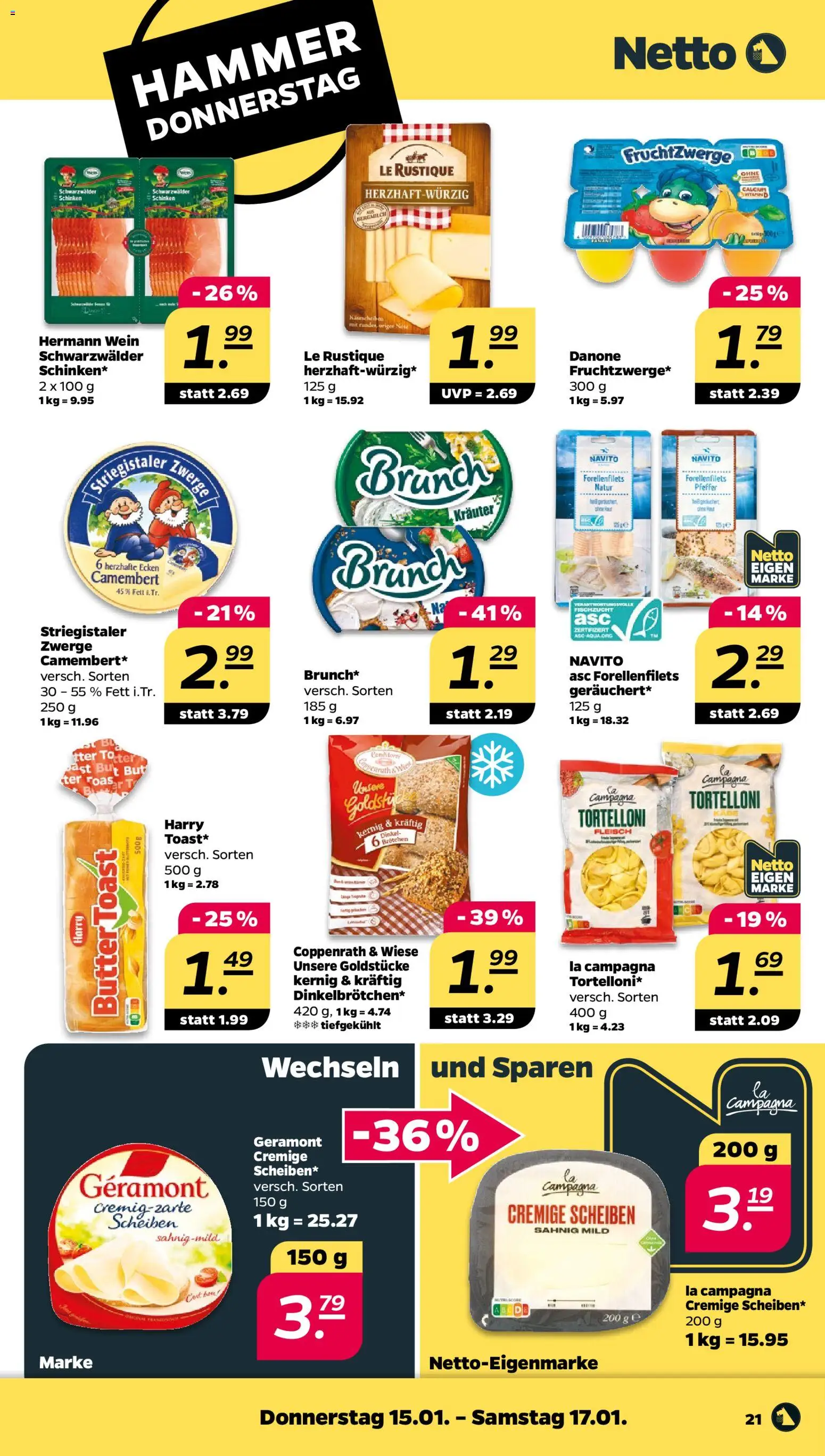 Netto Prospekt 	 – gültig ab 12.01.2026 | Seite: 23 | Produkte: Butter, Fruchtzwerge, Schinken, Wein