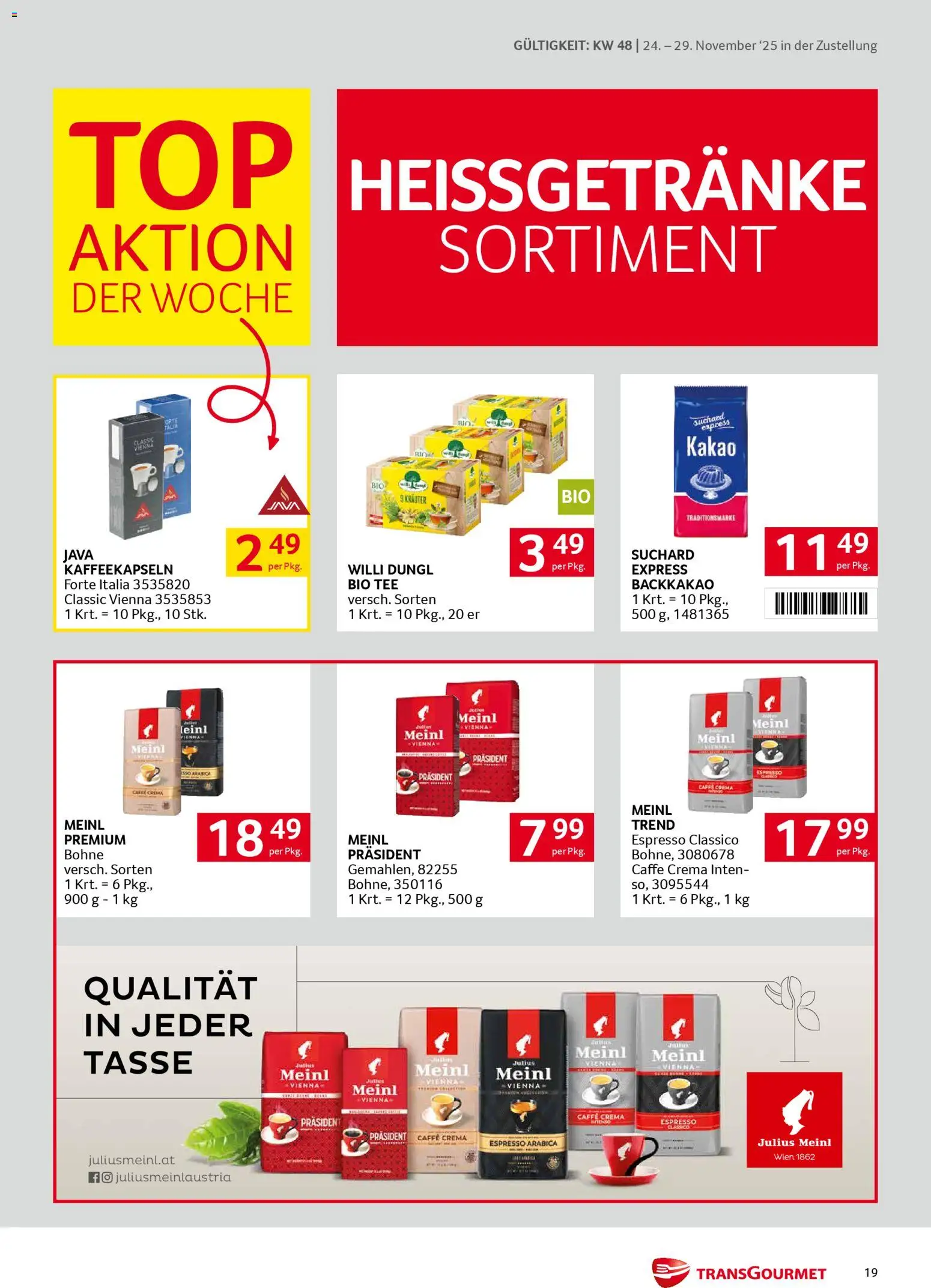 Transgourmet Zustellaktion gültig ab 24.11.2025 | Seite: 19 | Produkte: Tee