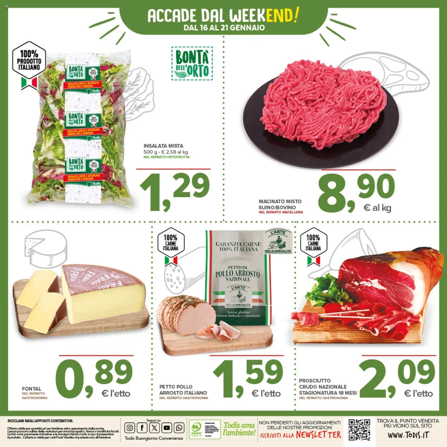 Volantino Todis del 08.01.2026 | Pagina: 24 | Prodotti: Pollo, Insalata, Prosciutto, Macinato
