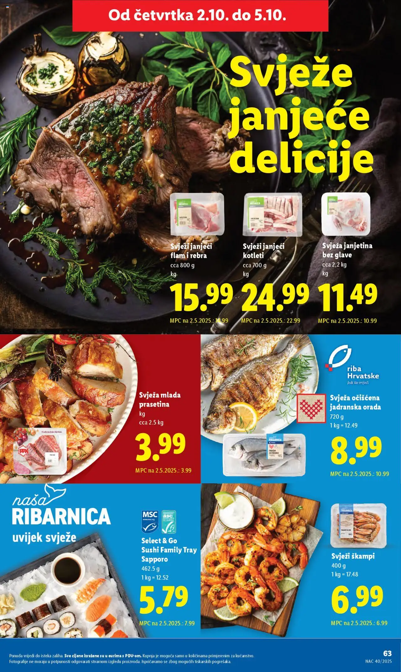 Lidl katalog | vrijedi od 29.09.2025 | Stranica: 63 | Proizvodi: Janjetina, Riba, Sushi