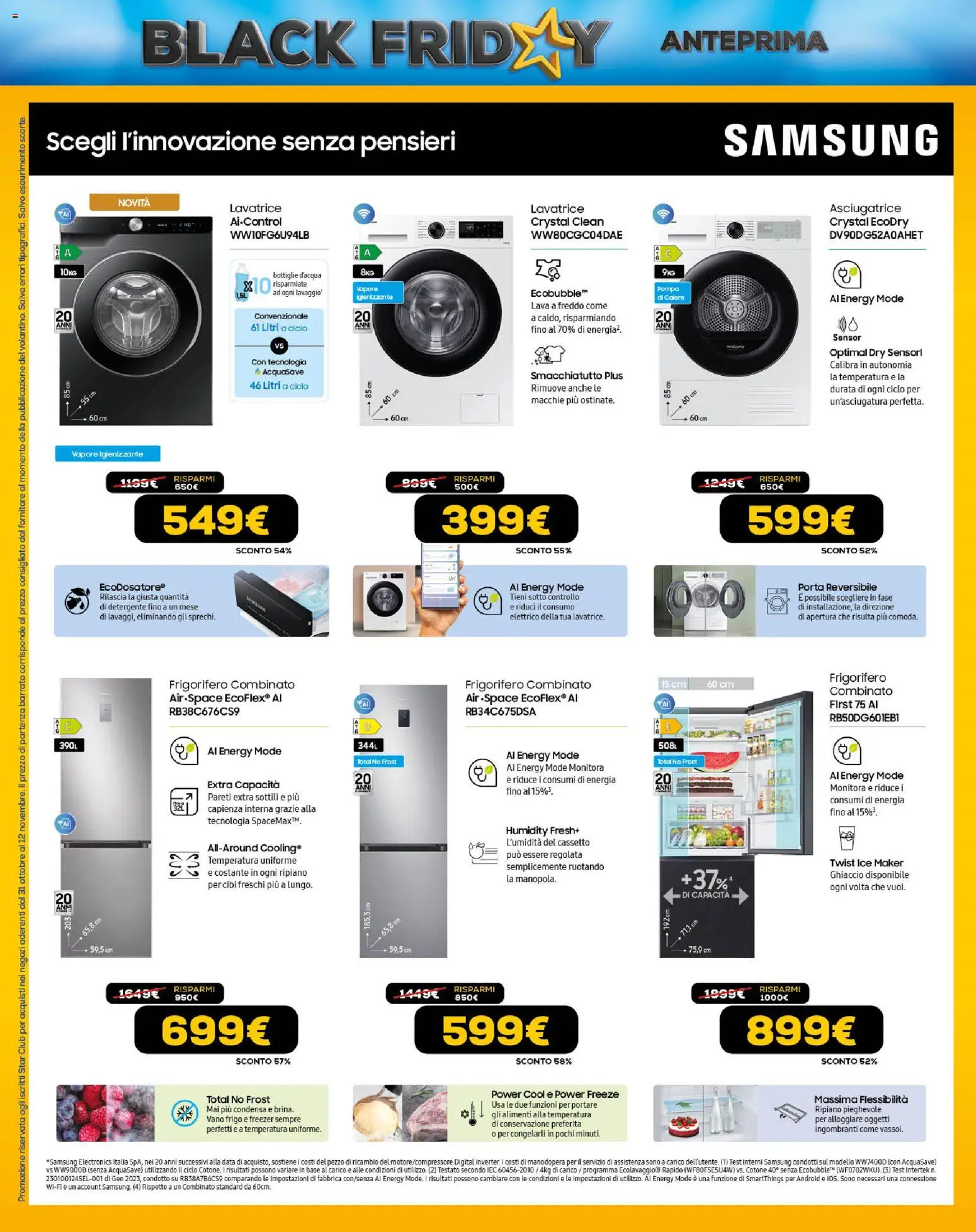 Volantino Euronics del 31.10.2025 | Pagina: 26 | Prodotti: Freezer, Data, Frigorifero combinato, Samsung