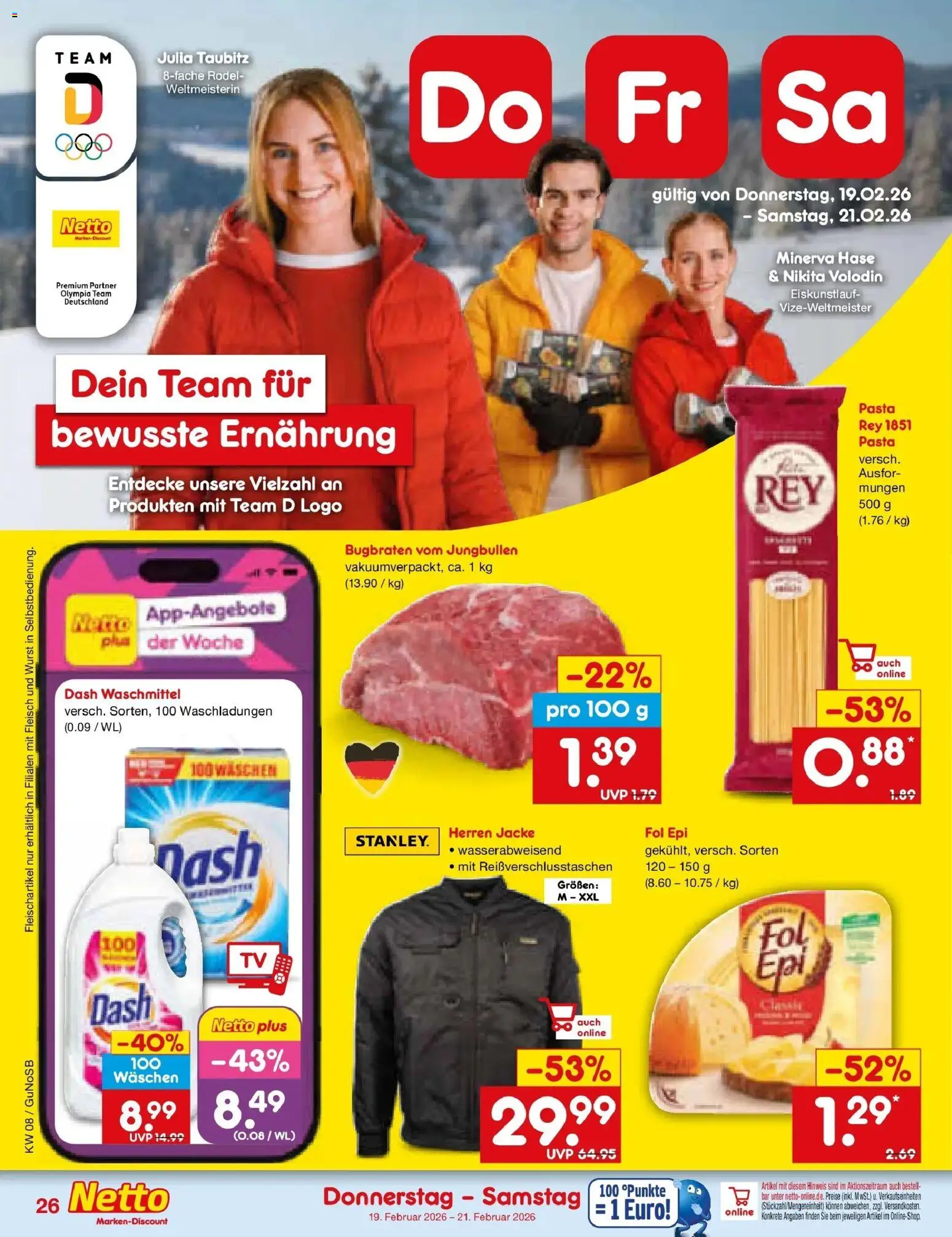 Netto Marken-Discount prospekt Machern	 – gültig ab 16.02.2026 | Seite: 40 | Produkte: Wurst, Jacke, Pasta, Fleisch