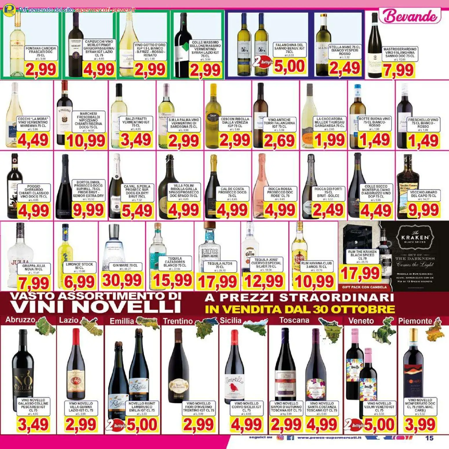Volantino Pewex del 29.10.2025 | Pagina: 15 | Prodotti: Vino, The, Candela, Amaro