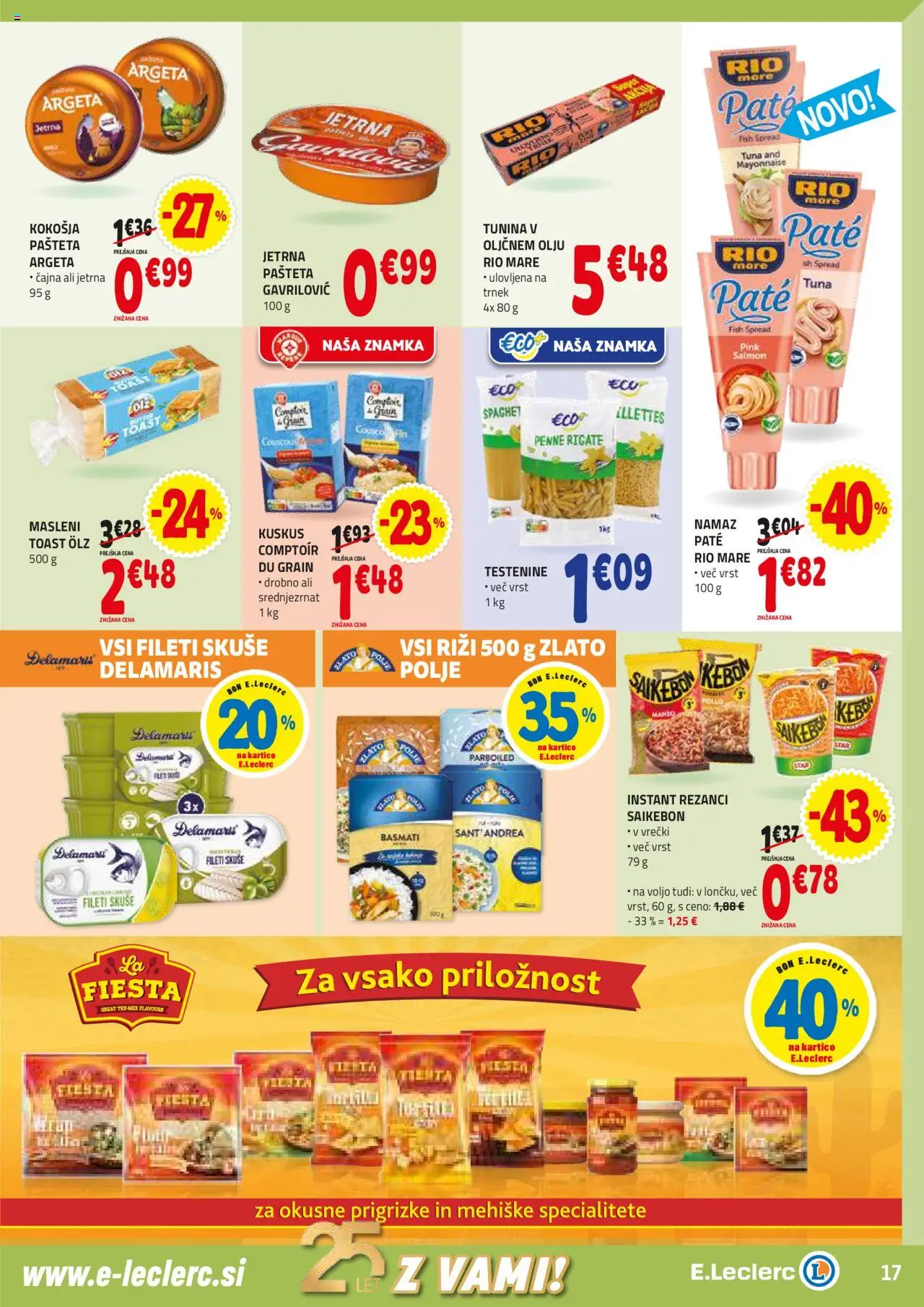 E.leclerc katalog │ velja od 20.08.2025 | Stran: 17 | Izdelki: Rezanci, Toast, Pašteta, Kuskus