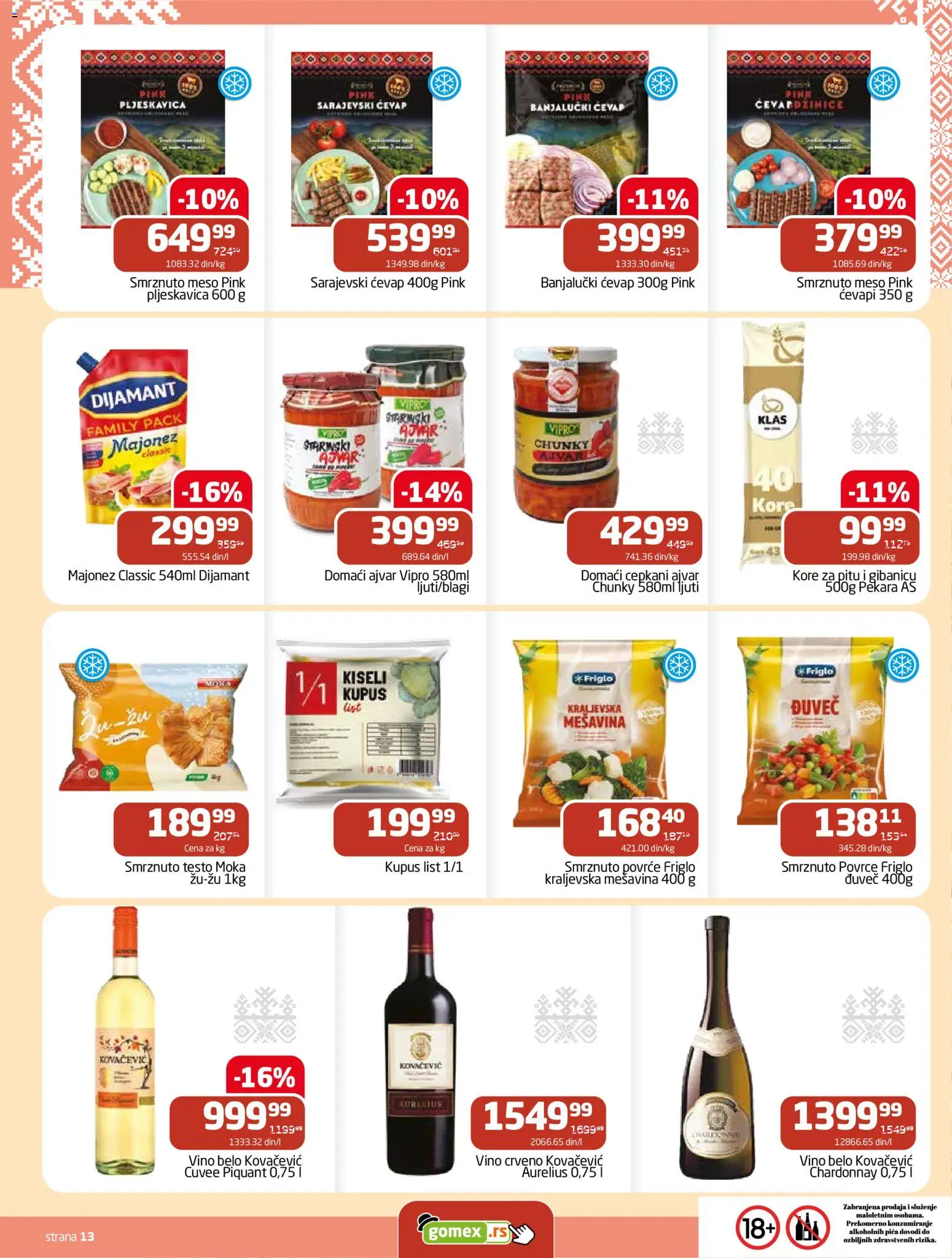 Gomex katalog - važi od 18.02.2026 | Strana: 2 | Proizvode: Majonez, Chardonnay, Ćevap, Vino