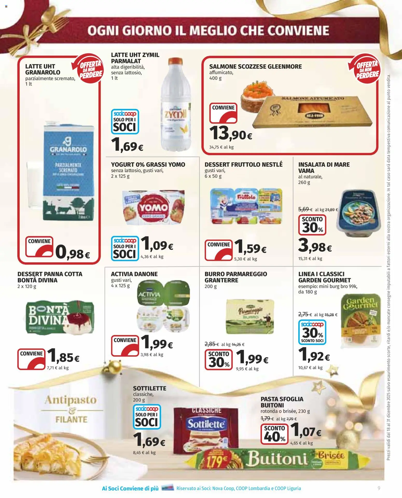 Volantino COOP del 18.12.2025 | Pagina: 9 | Prodotti: Yogurt, Panna, Insalata, Pasta