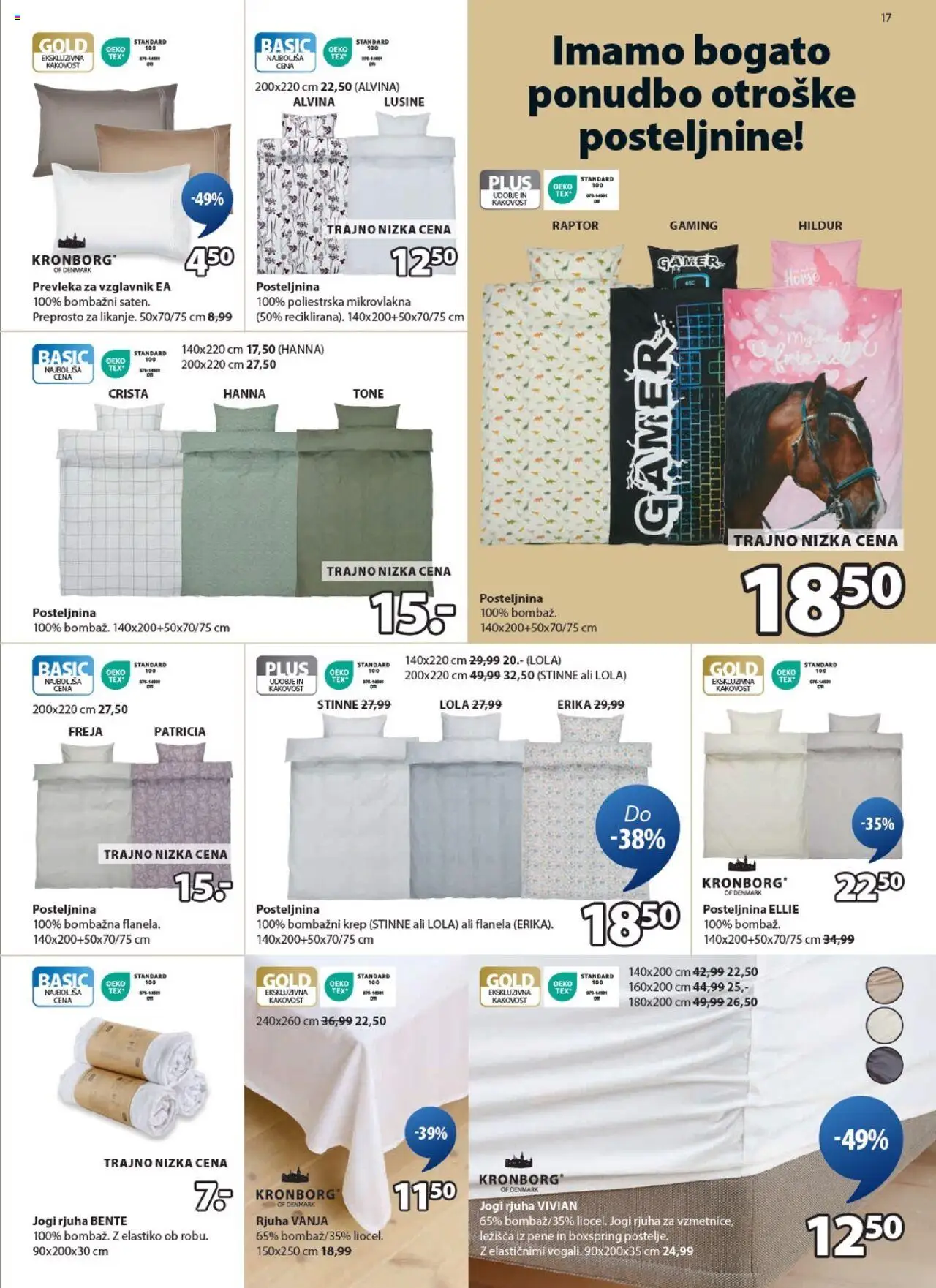 Novi JYSK katalog ponudbe – veljaven od 03.09.2025 | Stran: 17 | Izdelki: Vzglavnik, Prevleka, Posteljnina, Jogi