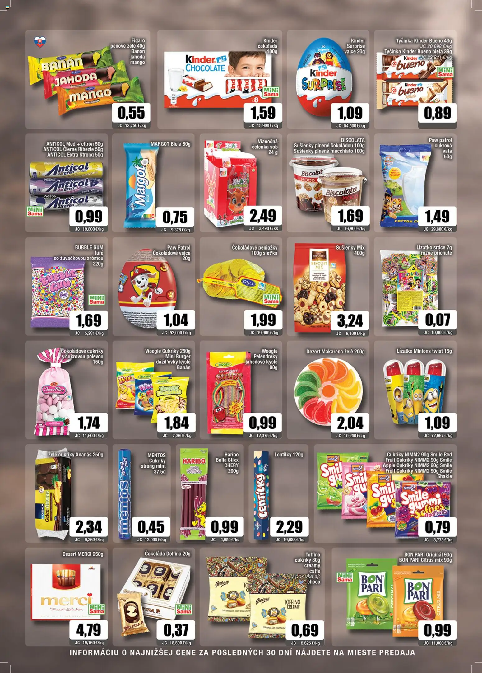 Nové Sama akcie – leták je platný od 14.11.2025 | Strana: 9 | Produkty: Ríbezle, Merci, Kinder, Mango