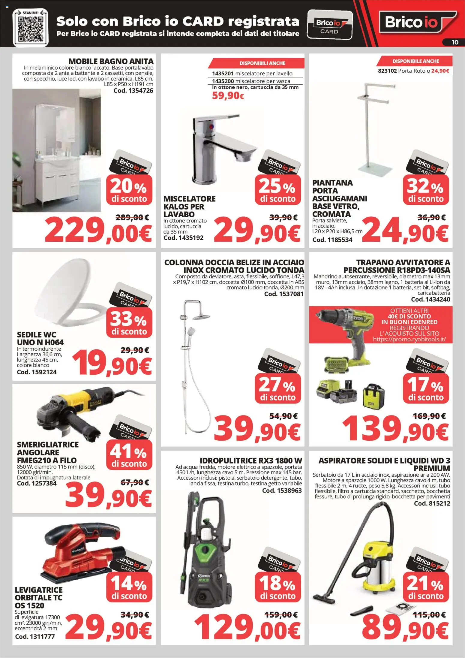 Volantino Brico io del 02.04.2026 | Pagina: 10 | Prodotti: Avvitatore, Acqua, Idropulitrice, Bagno