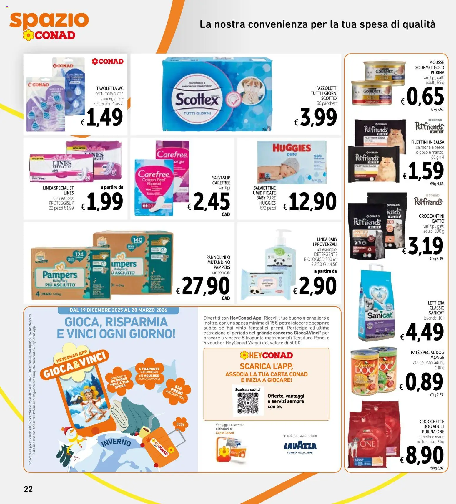Volantino Spazio Conad del 22.12.2025 | Pagina: 22 | Prodotti: Paté, Pannolini, Fazzoletti, Pampers