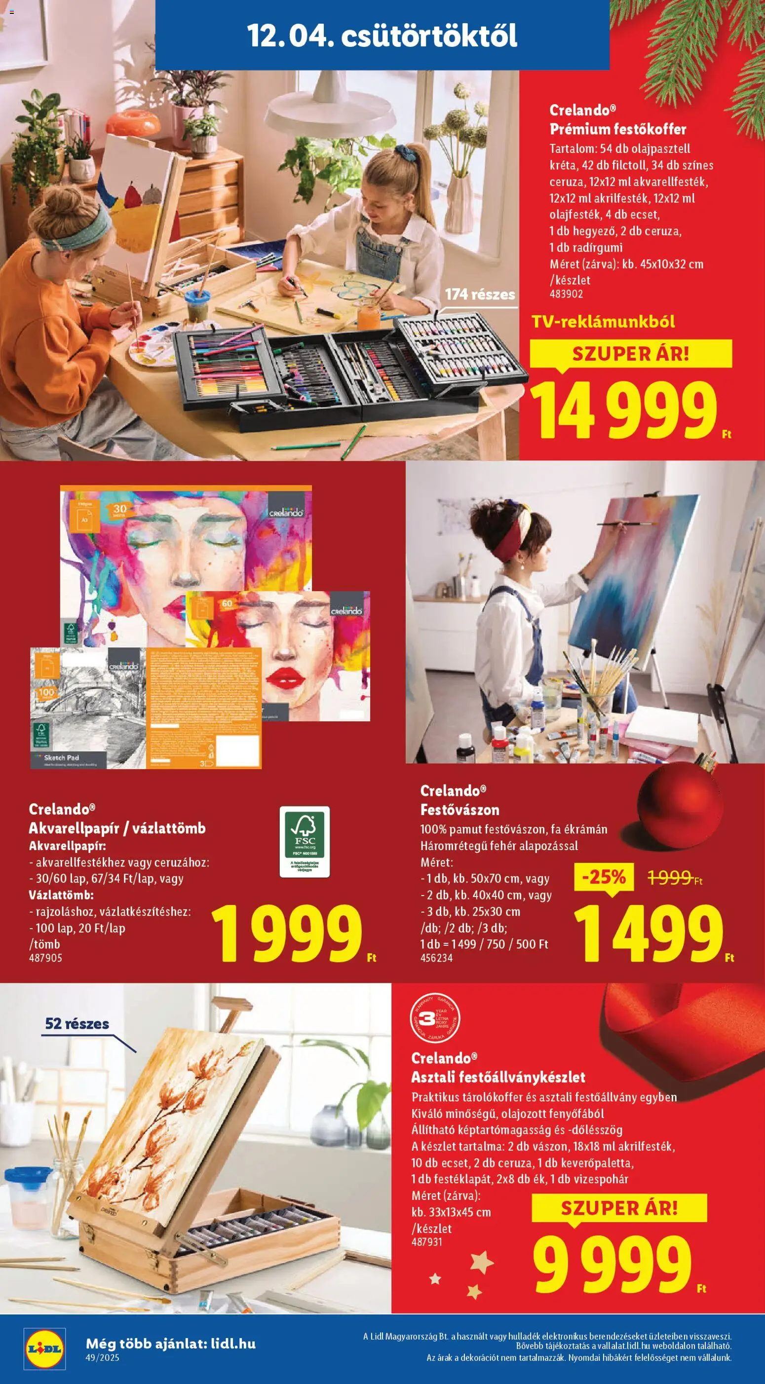 Lidl akciós ujság - amely érvényes a következő dátumtól: 04.12.2025 | Oldal: 12 | Termékek: Festővászon