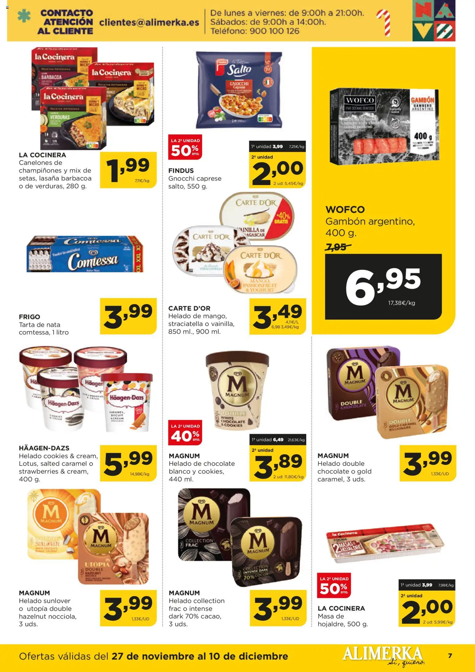 Alimerka folleto Asturias │ válido desde el 27.11.2025 | Página: 7 | Productos: Chocolate, Helado, Lasaña, Canelones