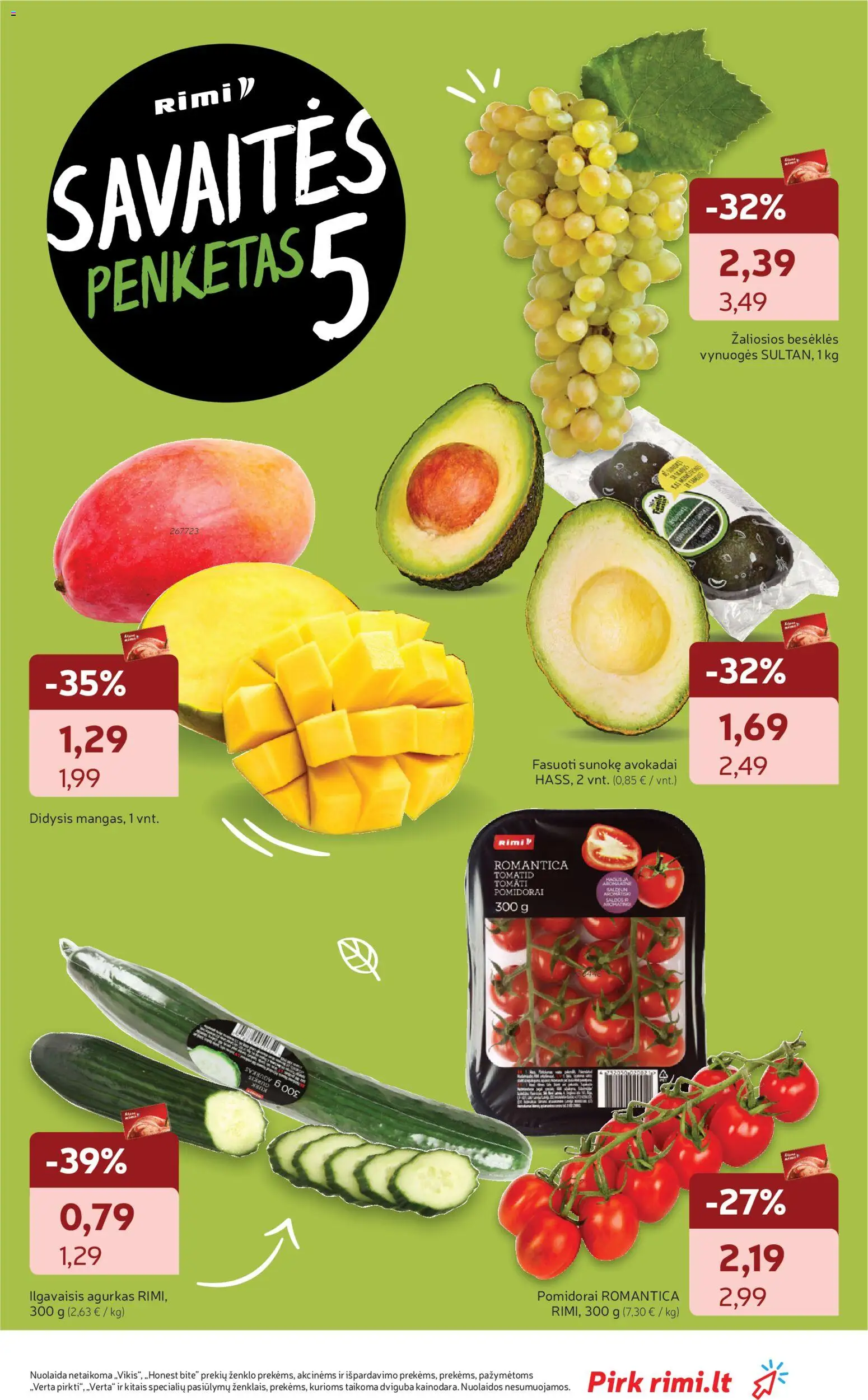 Rimi akcijos nuo 11.11.2025 | Puslapis: 13 | Prekių: Agurkas, Avokadai, Vynuogės, Pomidorai