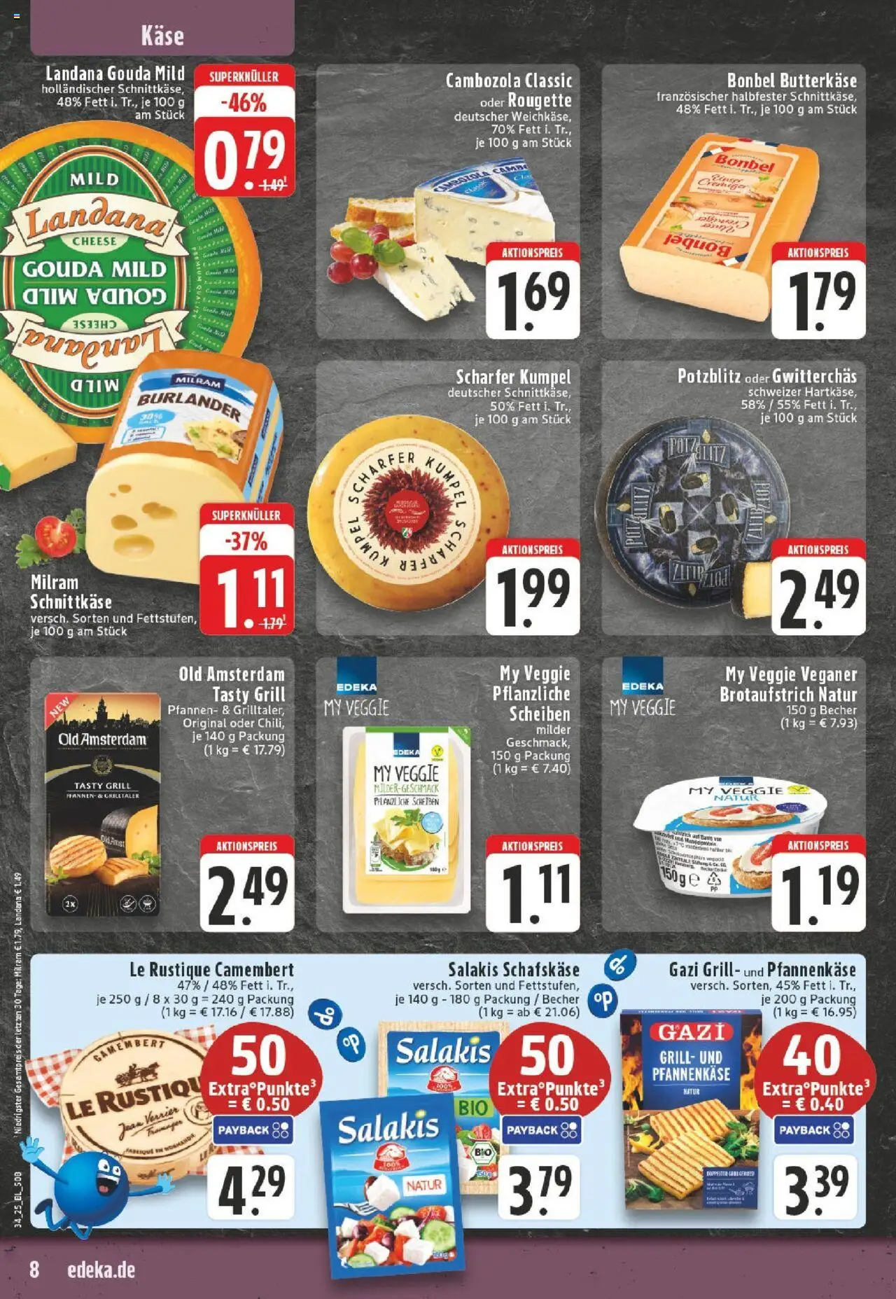 Edeka Prospekt 	 - gültig ab dem 18.08.2025 | Seite: 8 | Produkte: Grill, Käse, Milram, Schafskase