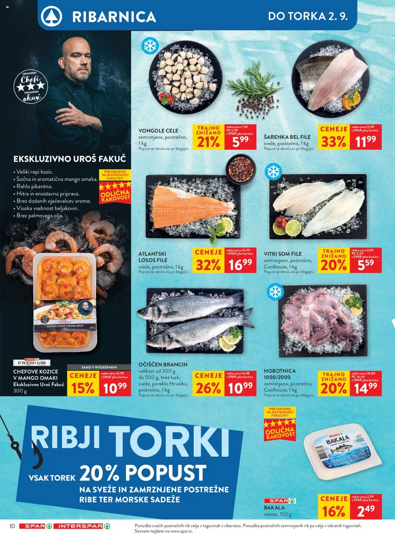Spar katalog 35/25 │ velja od 27.08.2025 | Stran: 10 | Izdelki: Hobotnica, Losos, Ribe, Mango
