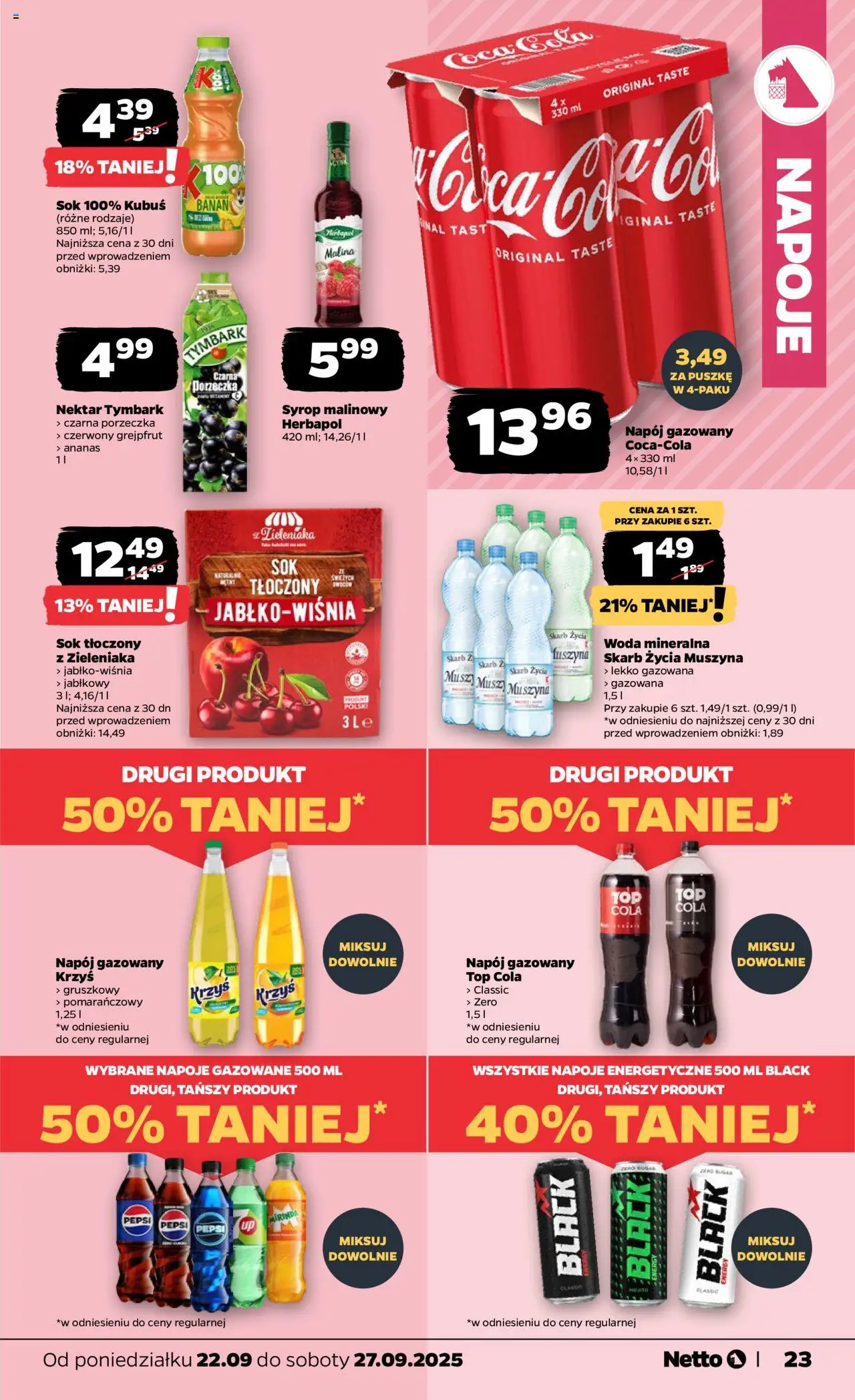 Netto gazetka - Spożywcza od 22.09.2025 | Strona: 23 | Produkty: Syrop, Syrop malinowy, Ananas, Woda