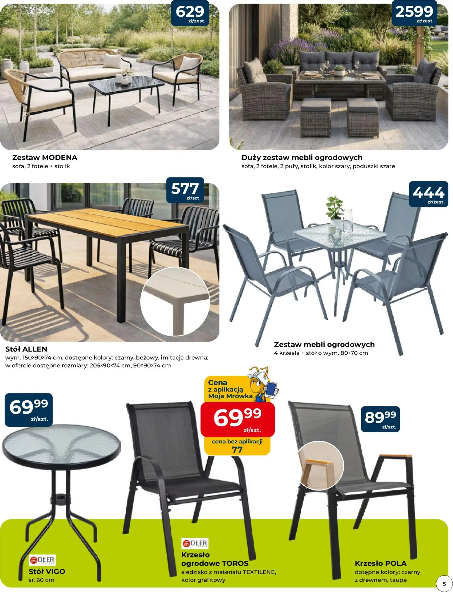 Mrówka gazetka - Radomsko od 23.04.2026 | Strona: 5 | Produkty: Stół, Krzesło, Krzesło ogrodowe