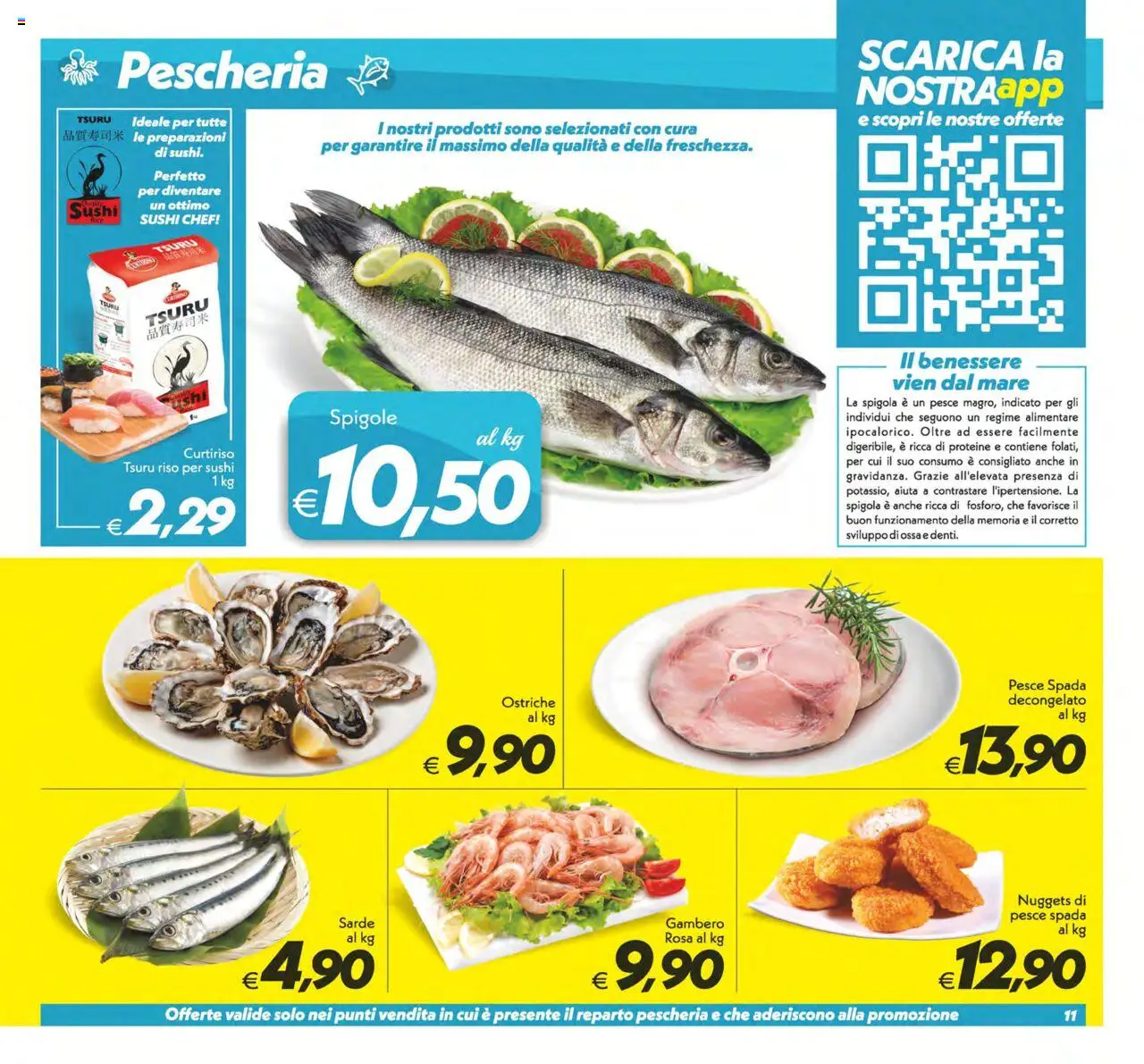 Volantino SuperConveniente del 12.09.2025 | Pagina: 11 | Prodotti: Pesce, Nuggets, Spigola, Pesce spada