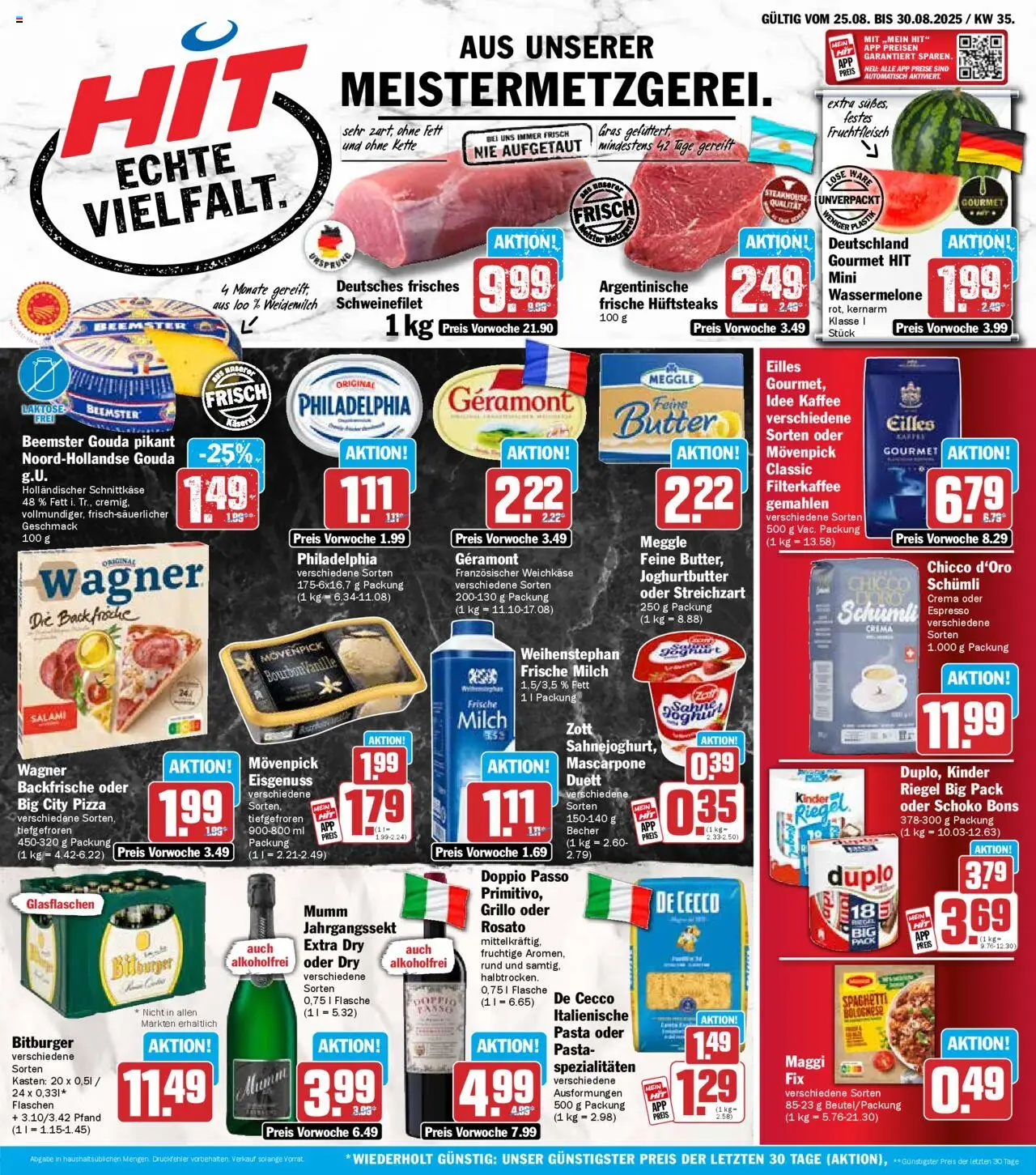 HIT - Rhineland-Palatinate - gültig ab dem 25.08.2025 | Seite: 1 | Produkte: Geramont, Mascarpone, Salami, Pizza