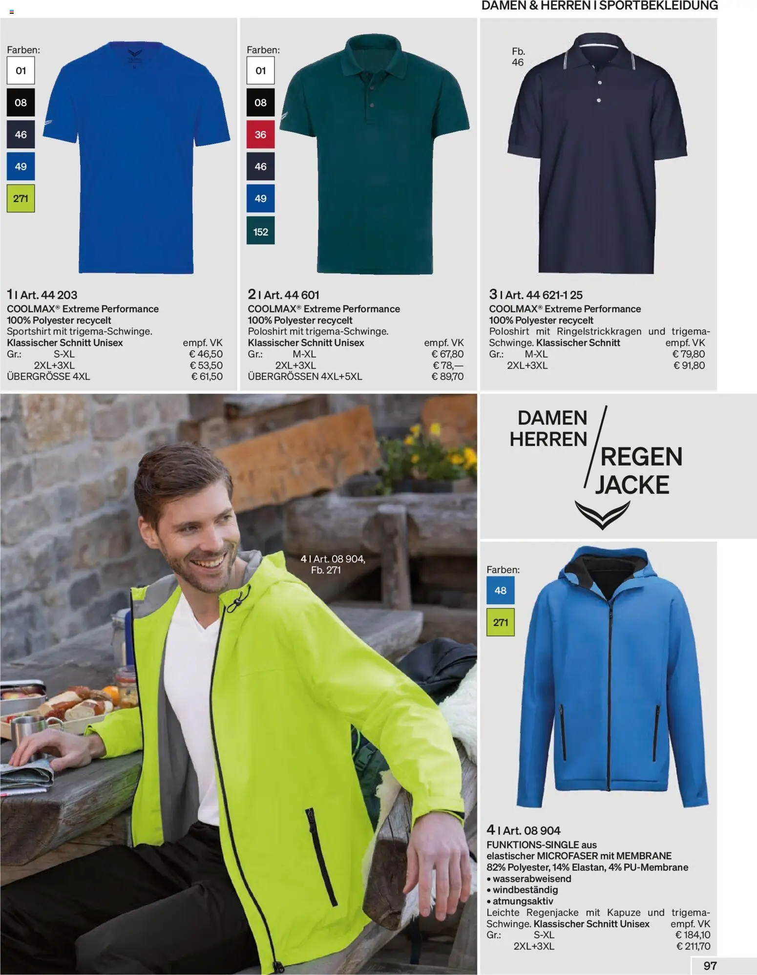 Trigema Prospekt – gültig ab 01.02.2026 | Seite: 97 | Produkte: Regenjacke, Poloshirt, Jacke