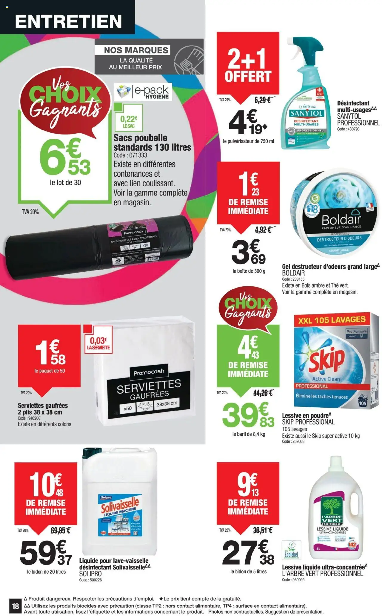  | Page: 18 | Produits: Poubelle, Lessive Liquide, Lessive, Sacs poubelle