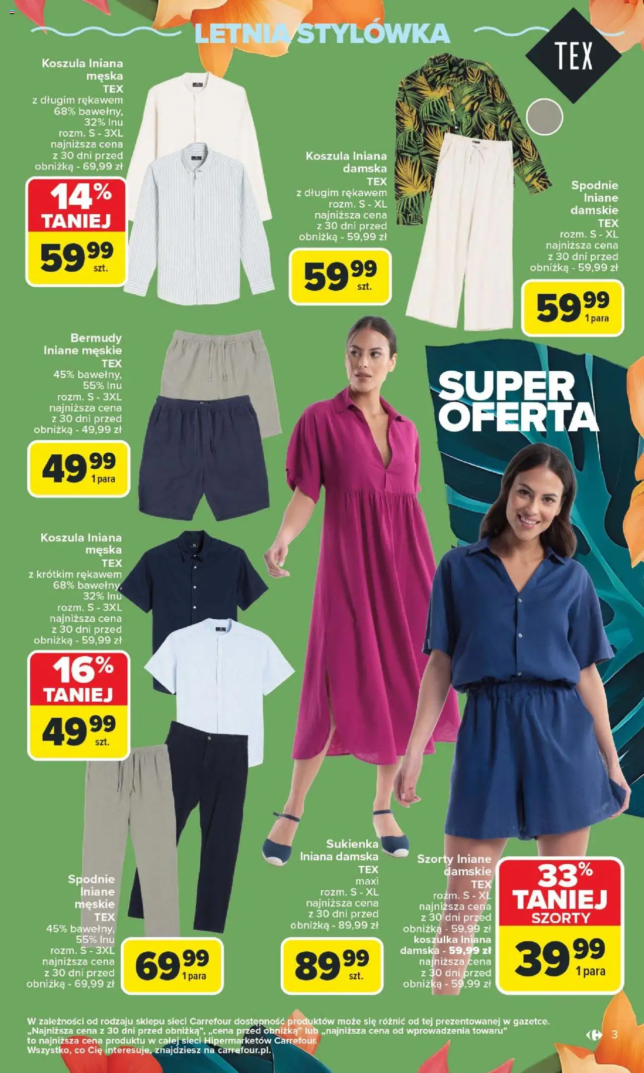 Carrefour Gazetka - Lato bliskie, ceny niskie od 02.06.2025 | Strona: 3 | Produkty: Szorty, Koszula, Spodnie, Sukienka