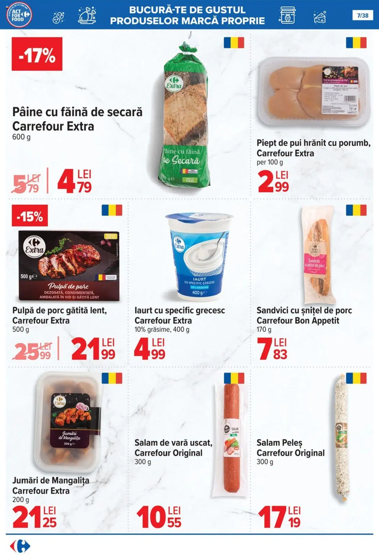 Noul catalog Carrefour – valabil de la 15.10.2025 | Pagină: 7 | Produse: Hacıyatmaz Kedi Oyuncağı, Iaurt, Pâine, Salam