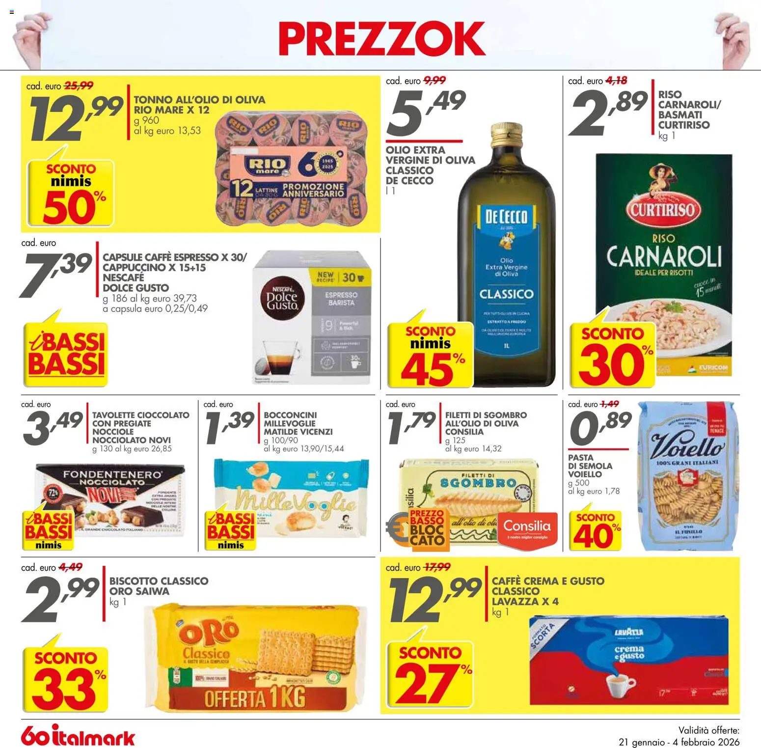 Volantino Italmark del 21.01.2026 | Pagina: 10 | Prodotti: Cioccolato, Tonno, Olio extra vergine, Lavazza