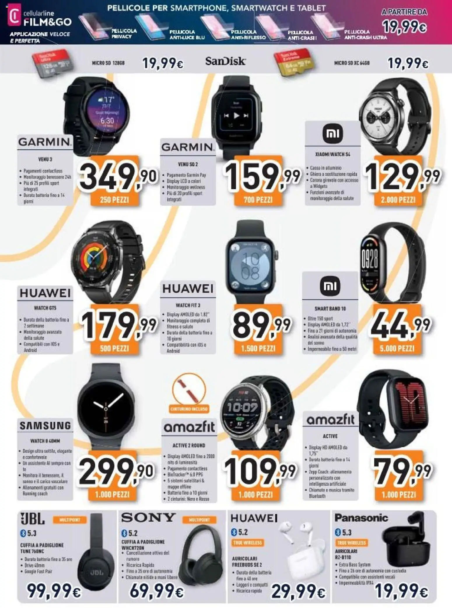 Volantino Unieuro del 04.11.2025 | Pagina: 8 | Prodotti: Auricolari, Tablet, Smartwatch, Samsung