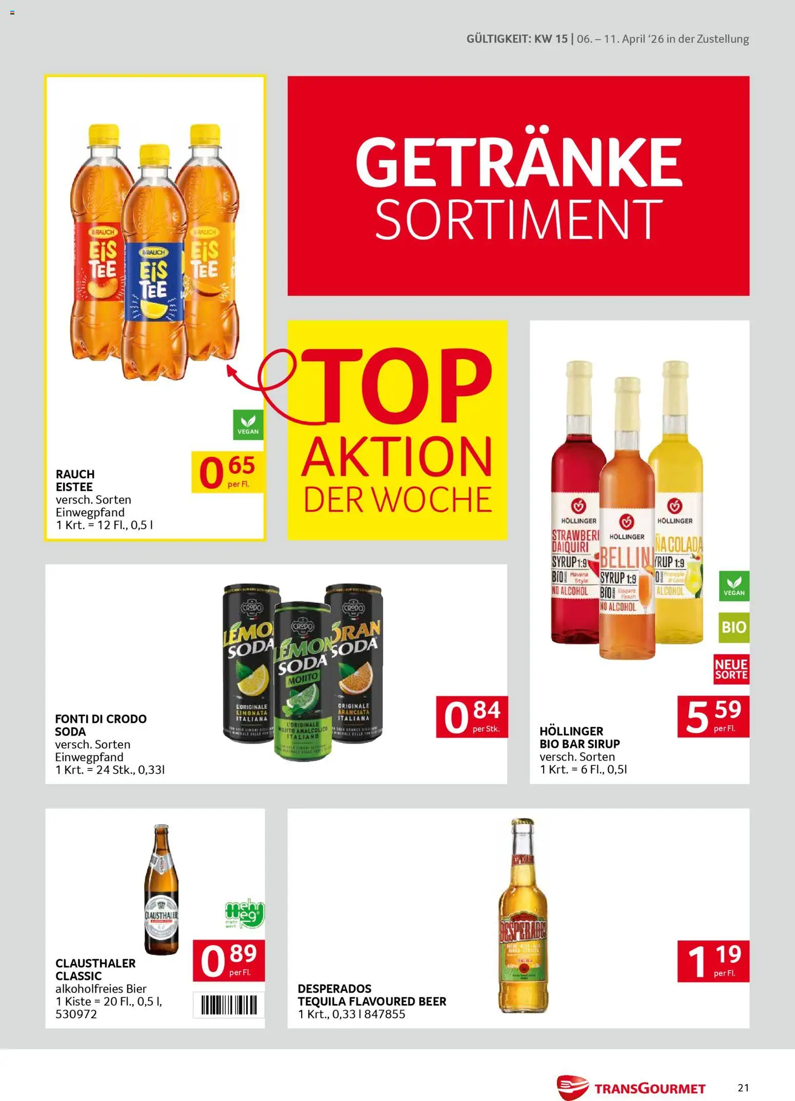 Transgourmet Zustellaktion gültig ab 06.04.2026 | Seite: 21 | Produkte: Bier