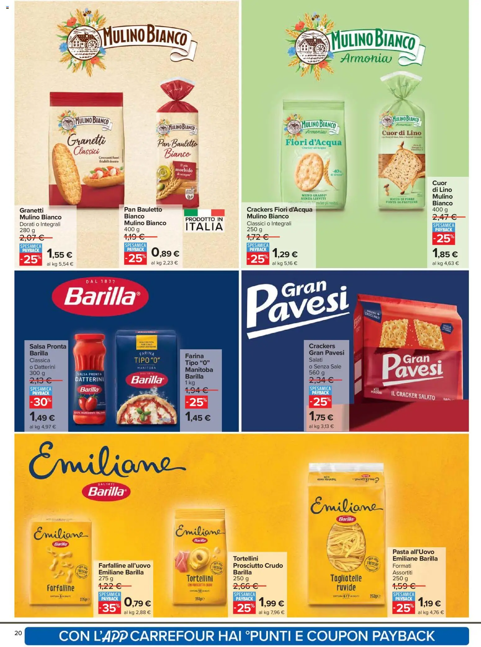 Volantino Carrefour del 15.01.2026 | Pagina: 20 | Prodotti: Tagliatelle, Farina, Pasta, Crackers
