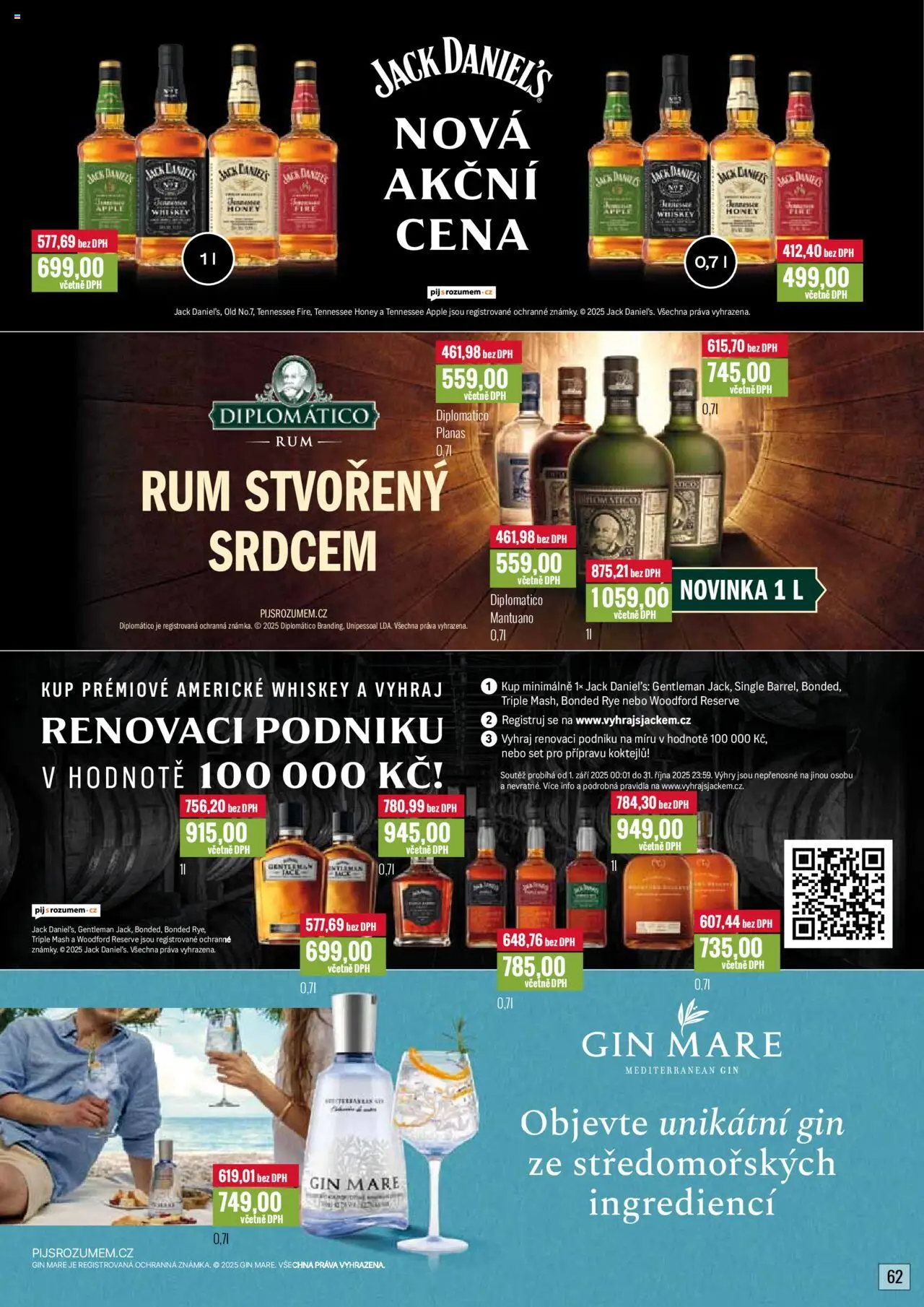 Ratio leták od 01.10.2025 | Strana: 63 | Produkty: Rum, Diplomatico, Gin, Jack Daniel’s