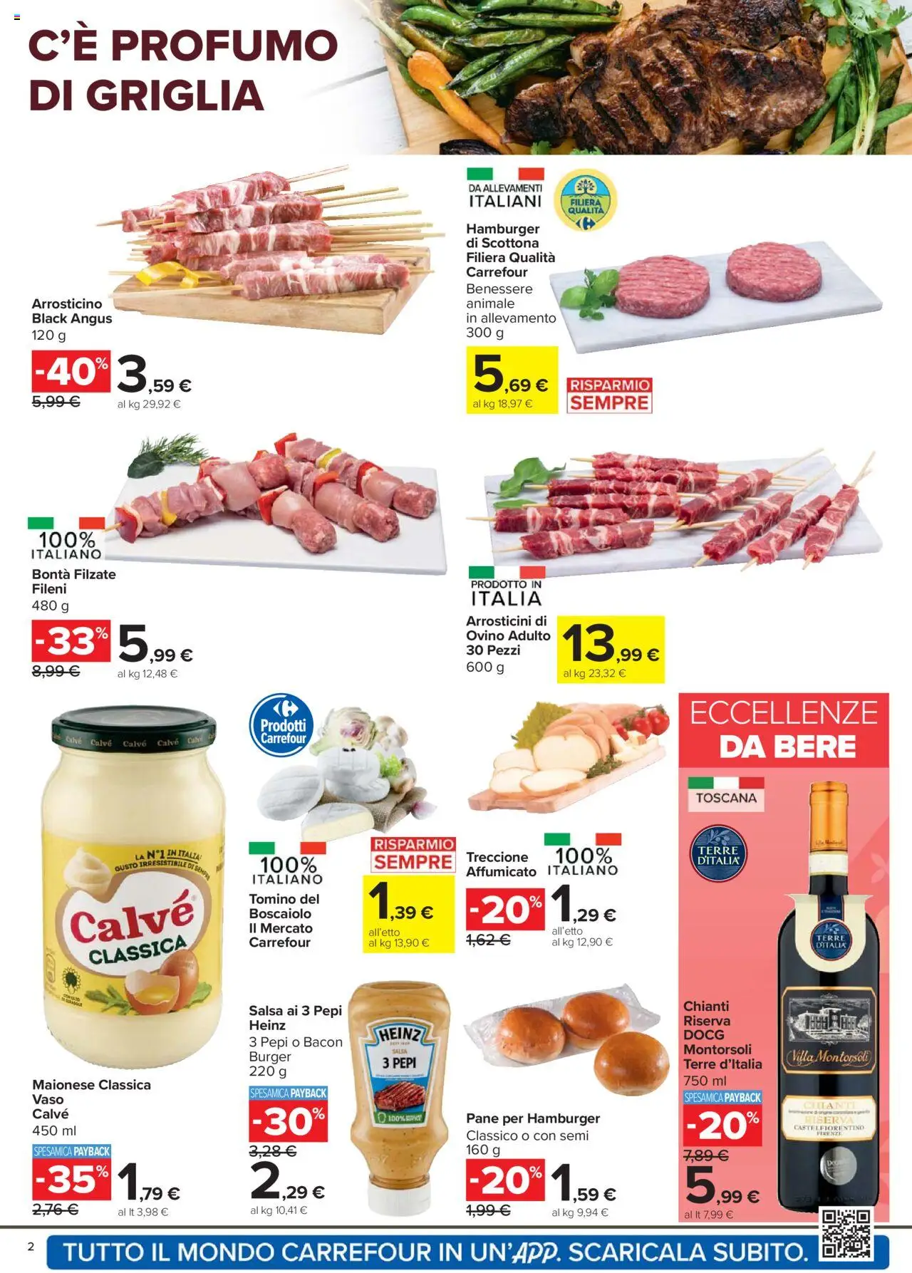 Volantino Carrefour del 07.08.2025 | Pagina: 2 | Prodotti: Griglia, Hamburger, Tomino, Profumo