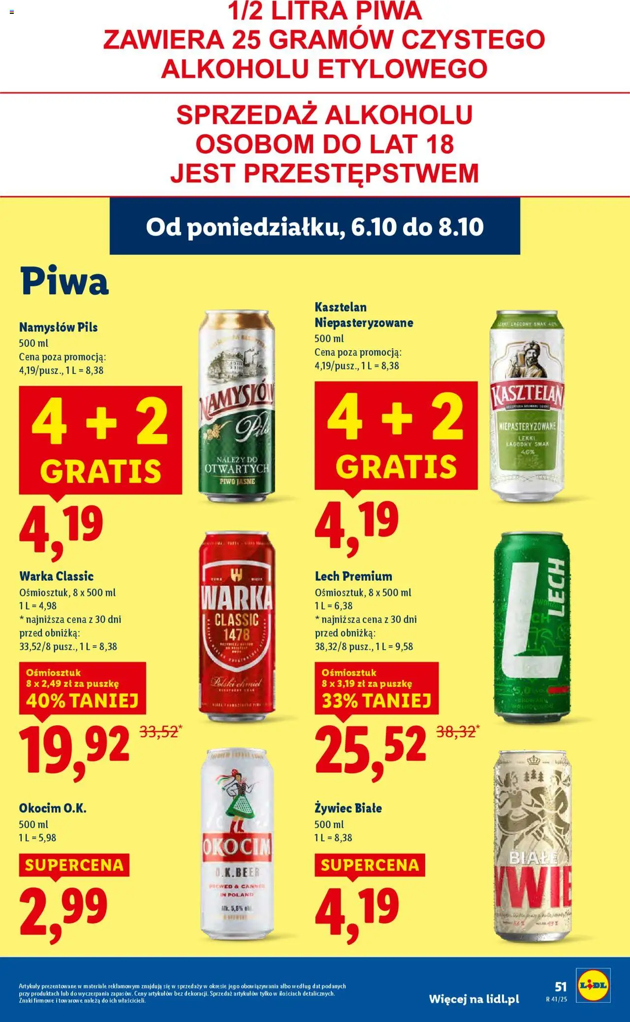 Lidl Gazetka od 06.10.2025 | Strona: 53 | Produkty: Warka, Piwo