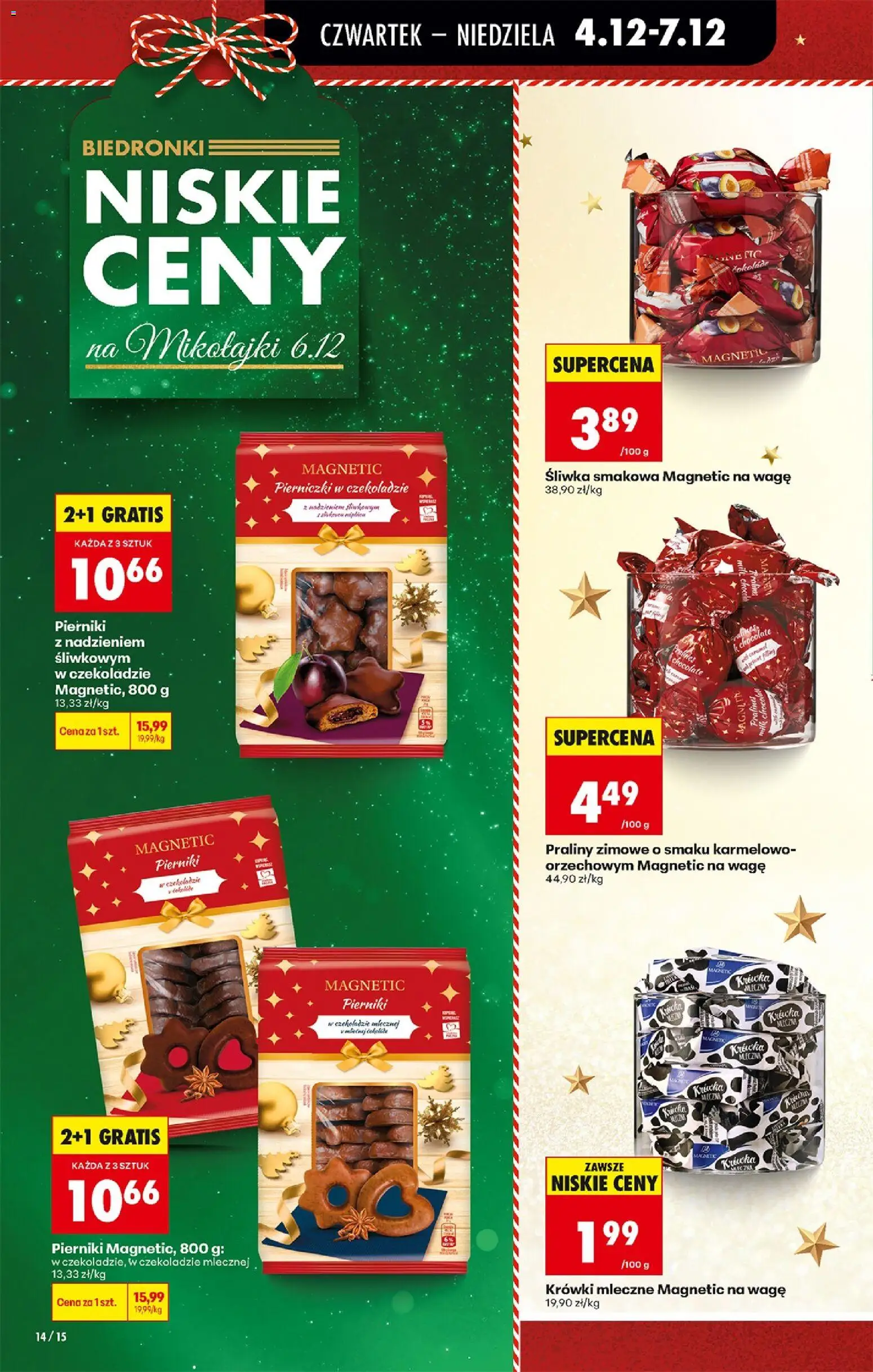 Biedronka gazetka - Oferta w tym tygodniu od 04.12.2025 | Strona: 16 | Produkty: Magnetic, Pierniki, Praliny, Krowka
