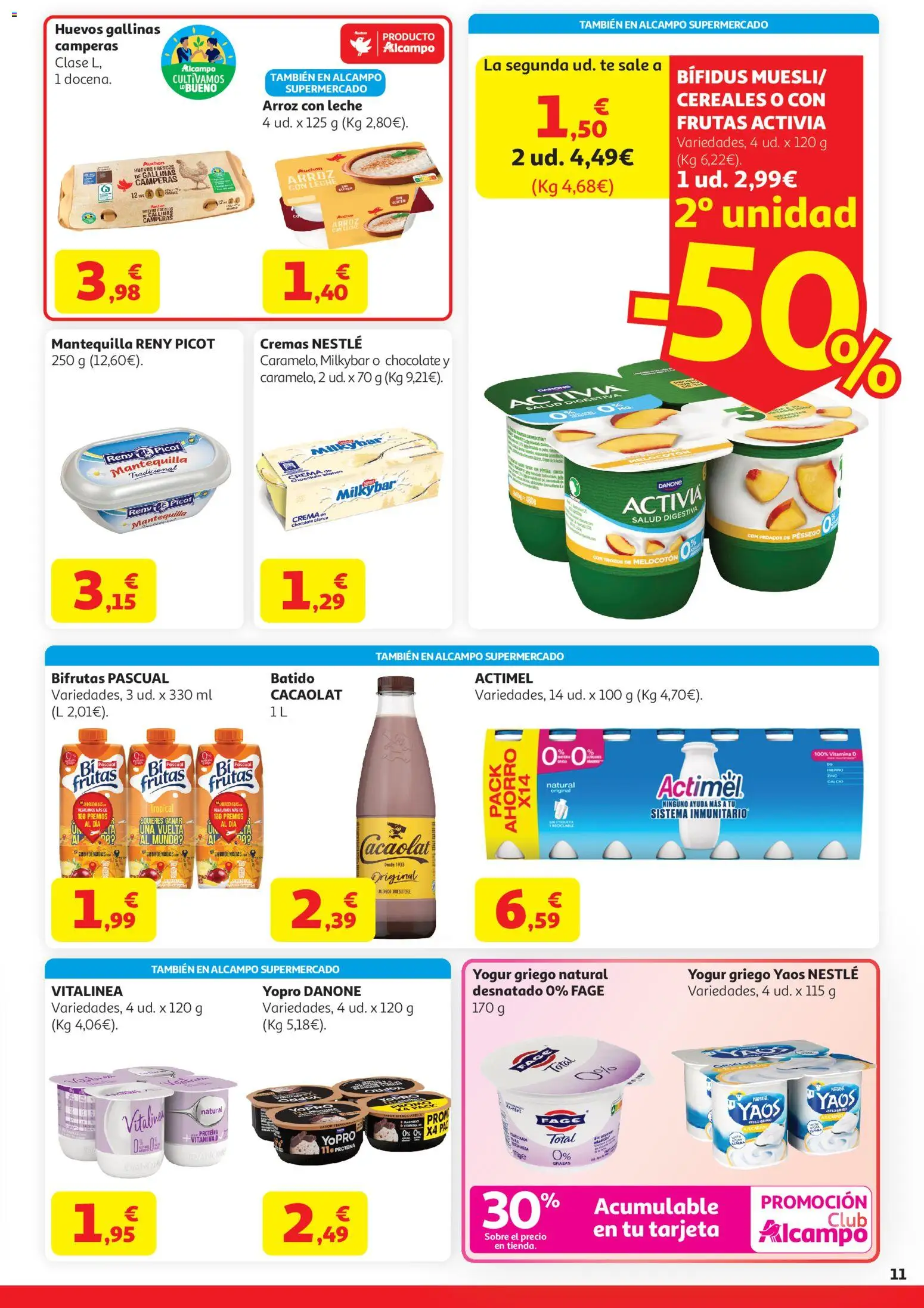 Alcampo HG Unico │ válido desde el 21.04.2026 | Página: 11 | Productos: Leche, Yogur, Arroz, Cereales