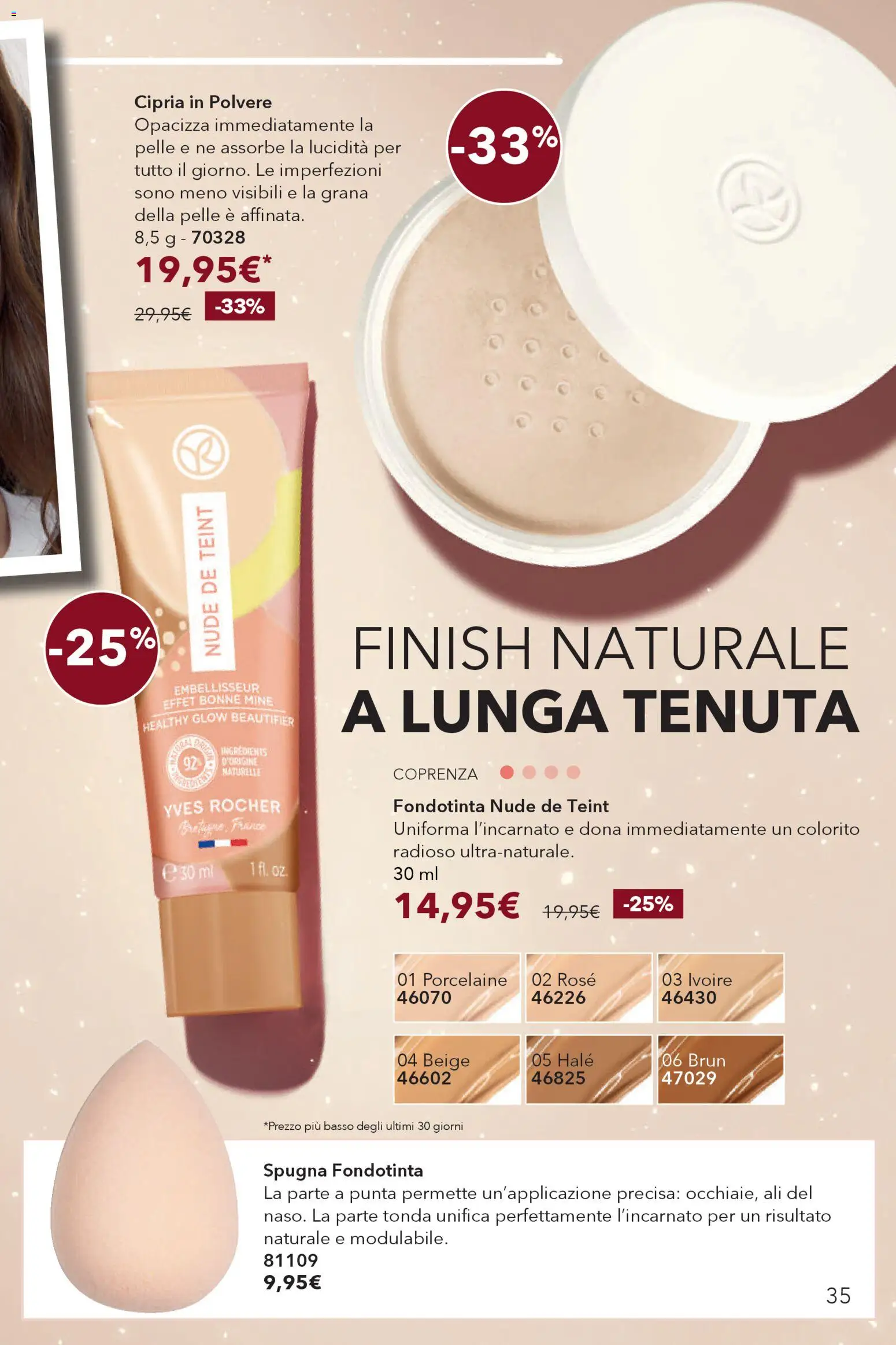Volantino Yves Rocher del 29.11.2025 | Pagina: 35 | Prodotti: Spugna, Fondotinta, Cipria