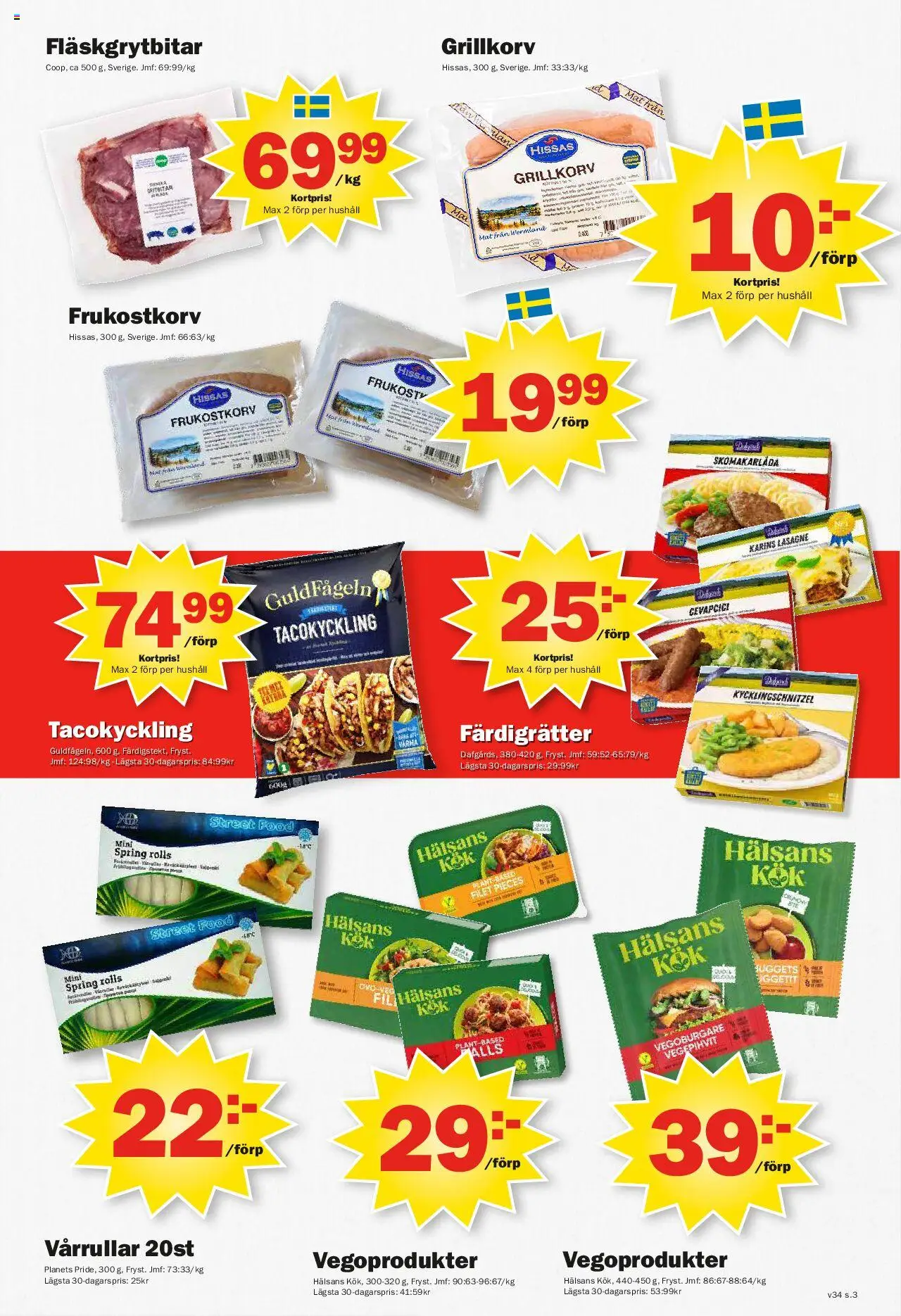 Pekås reklamblad aktuell från 18.08.2025 | Sida: 3 | Produkter: Vegoburgare, Grillkorv
