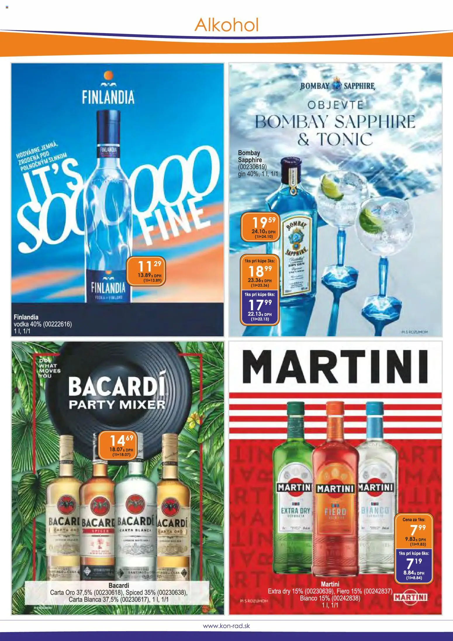 Nové KON - RAD akcie – leták je platný od 01.11.2025 | Strana: 7 | Produkty: Mixér, Gin, Vodka, Bacardi