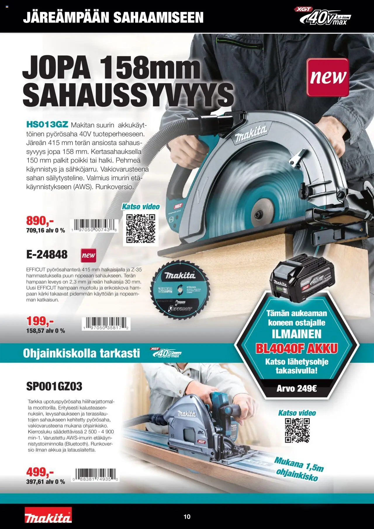 Makita tarjoukset – voimassa 01.10.2025 alkaen | Sivu: 10 | Tuotteet: Akku, Video