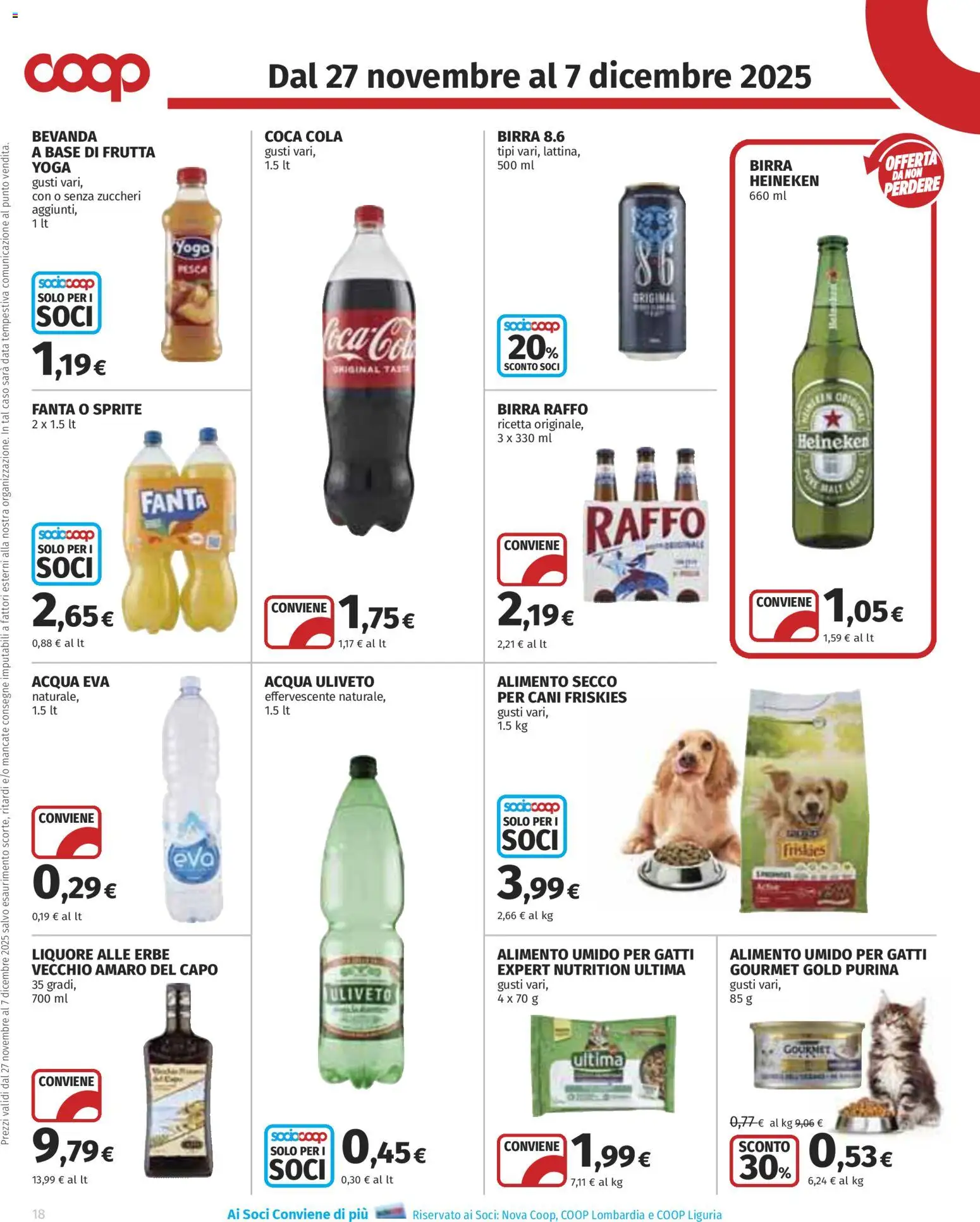 Volantino COOP del 27.11.2025 | Pagina: 18 | Prodotti: Fanta, Heineken, Amaro, Coca Cola