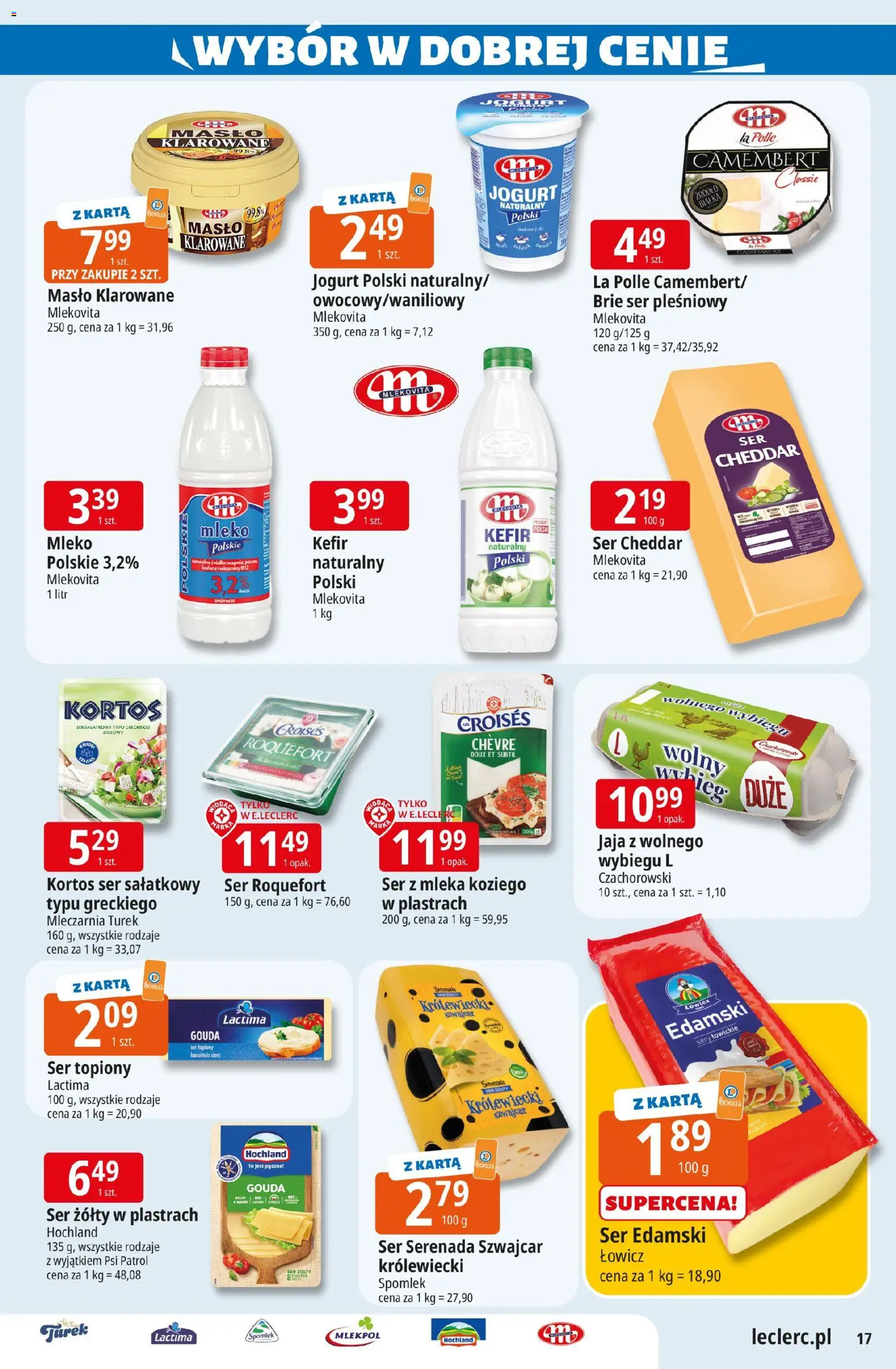 E.Leclerc gazetka - Radom od 17.03.2026 | Strona: 17 | Produkty: Ser topiony, Sery, Jogurt, Cheddar
