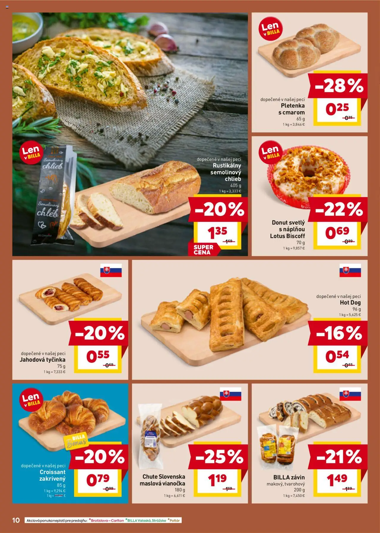 Billa leták │ platný od 23.07.2025 | Strana: 10 | Produkty: Chlieb, Donut, Croissant, Závin