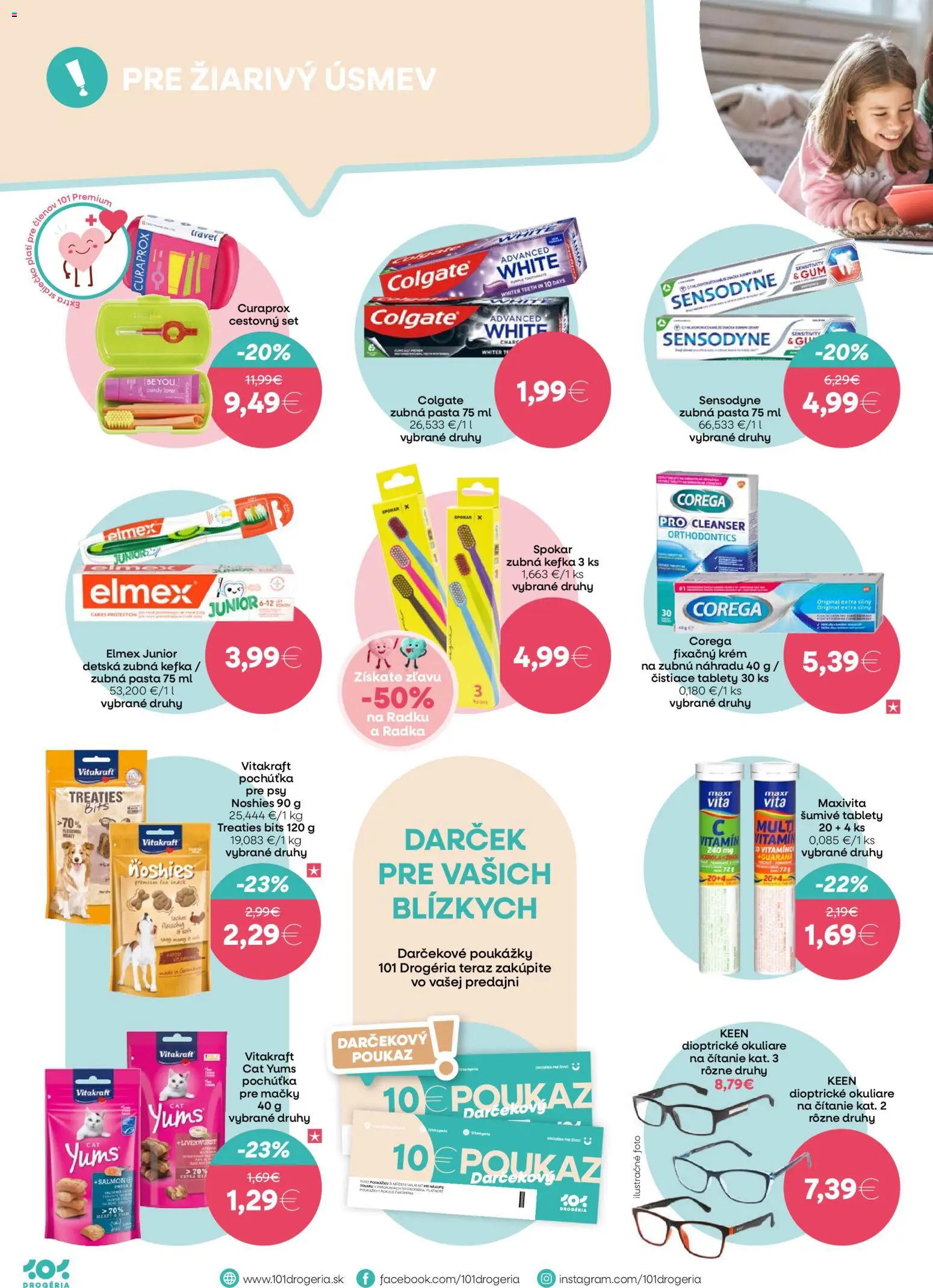 Nové 101 drogerie akcie – leták je platný od 03.12.2025 | Strana: 8 | Produkty: Zubná kefka, Zubná pasta, Okuliare