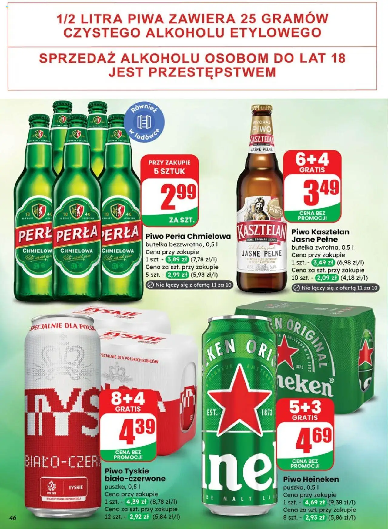 Dino Gazetka od 15.10.2025 | Strona: 46 | Produkty: Piwo perła, Tyskie, Piwo, Heineken